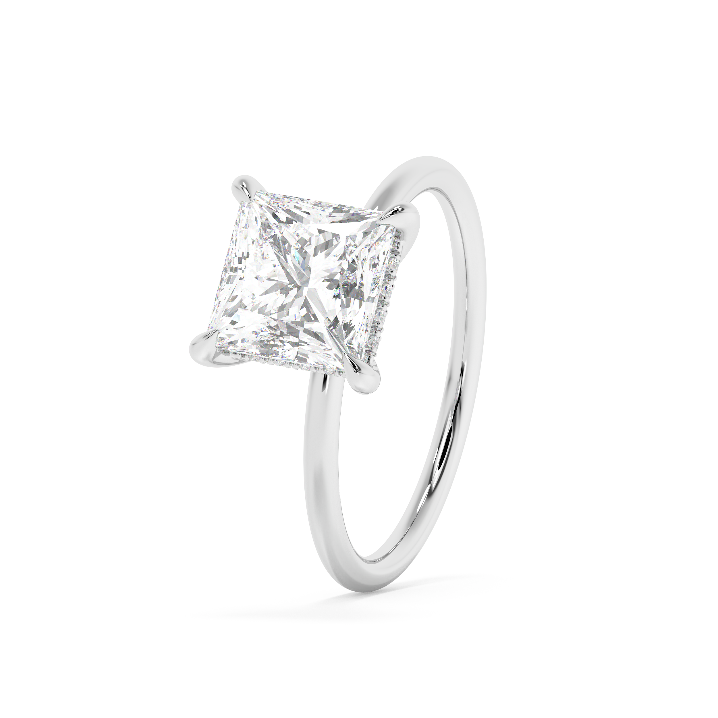 Princess Hidden Halo Lab Grown Diamond Engagement Ring