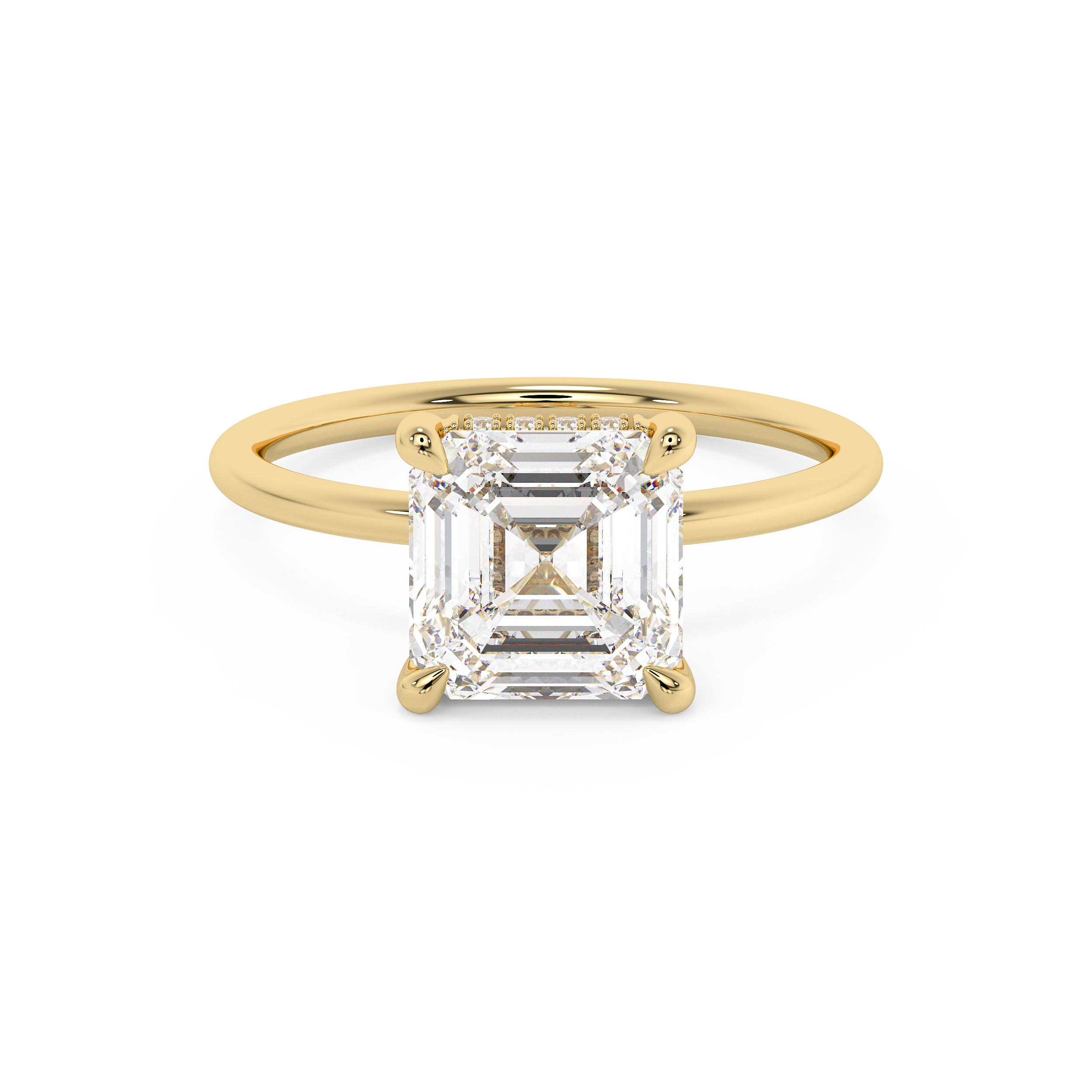 Asscher Hidden Halo Lab Grown Diamond Engagement Ring