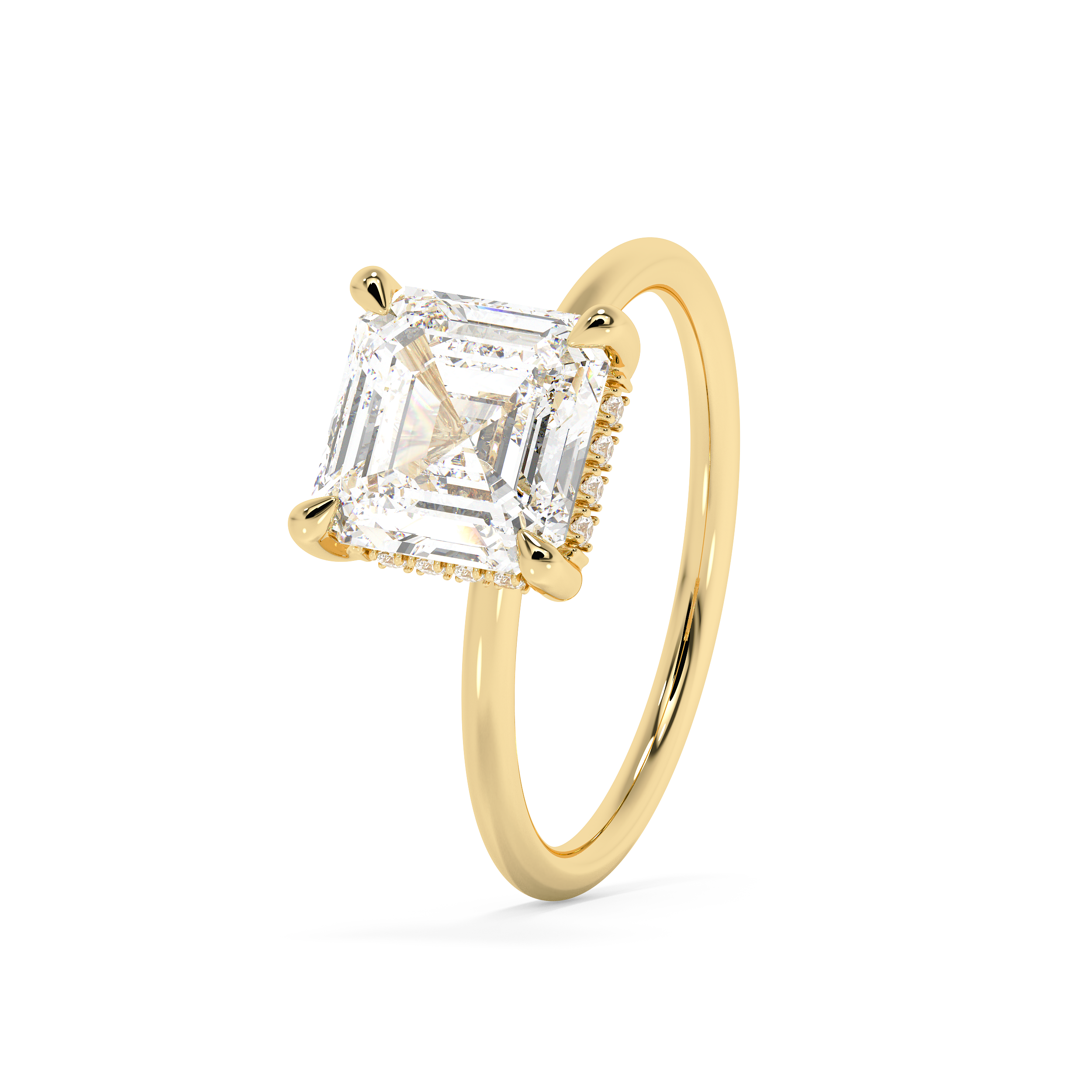 Asscher Hidden Halo Lab Grown Diamond Engagement Ring