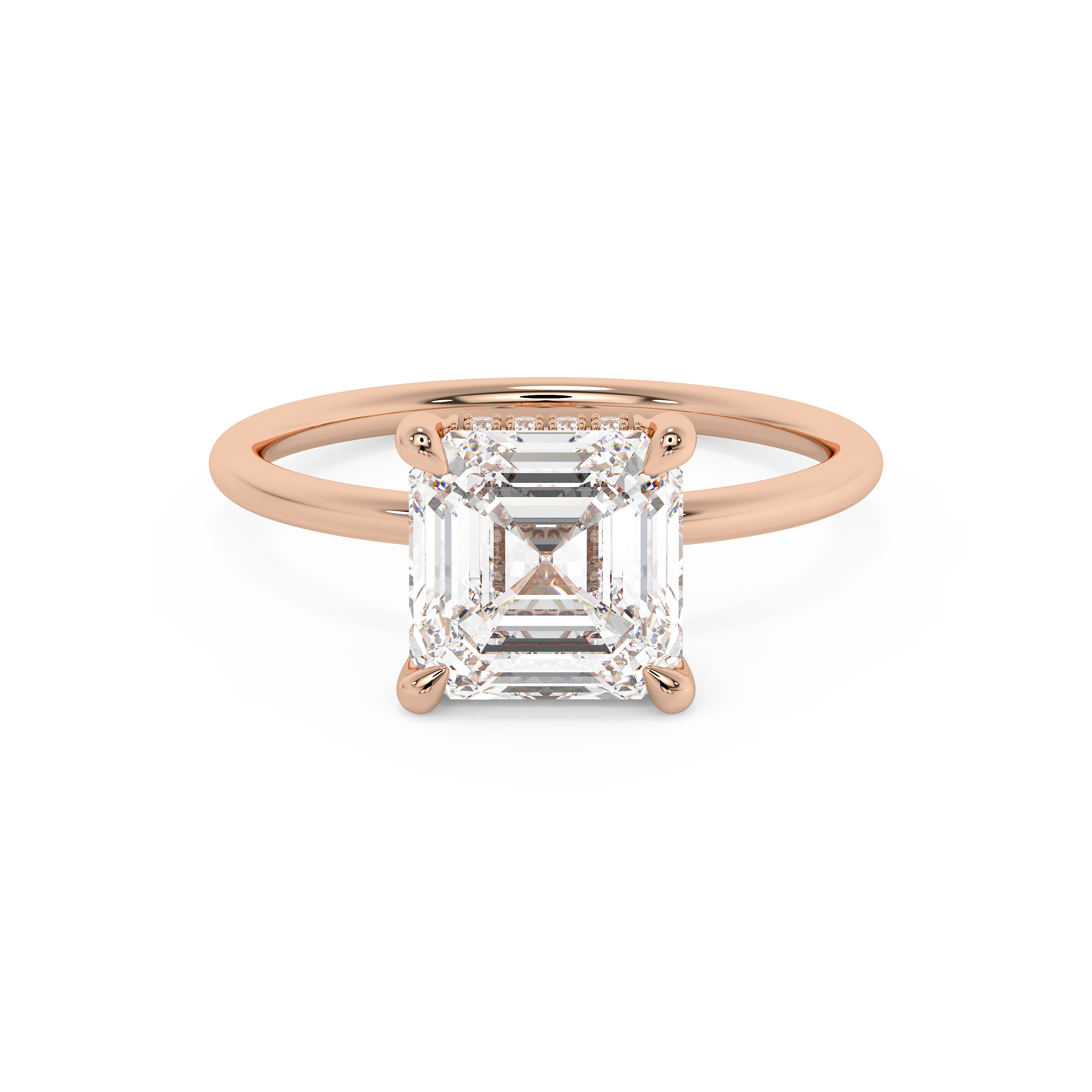 Asscher Hidden Halo Lab Grown Diamond Engagement Ring