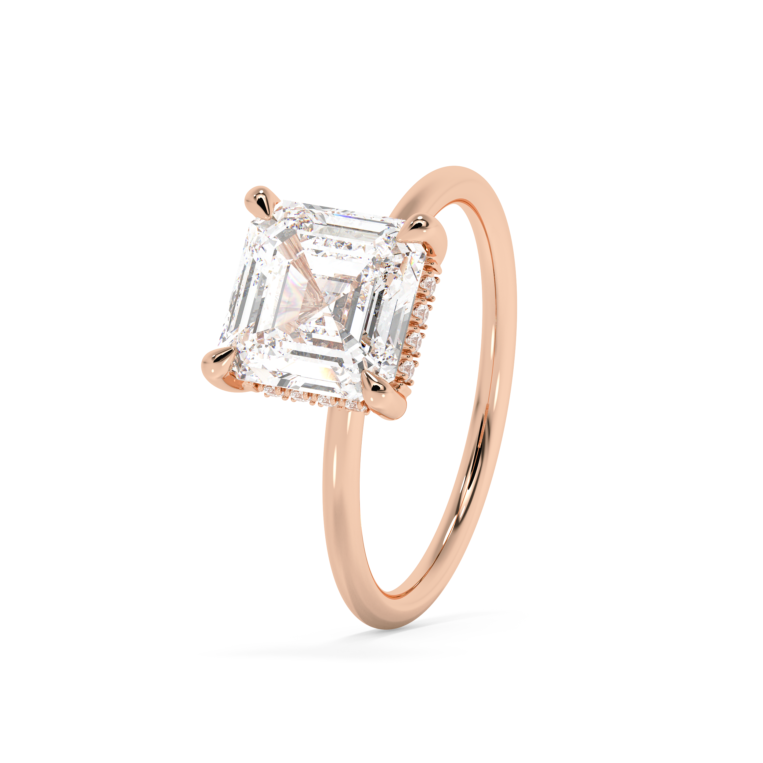 Asscher Hidden Halo Lab Grown Diamond Engagement Ring