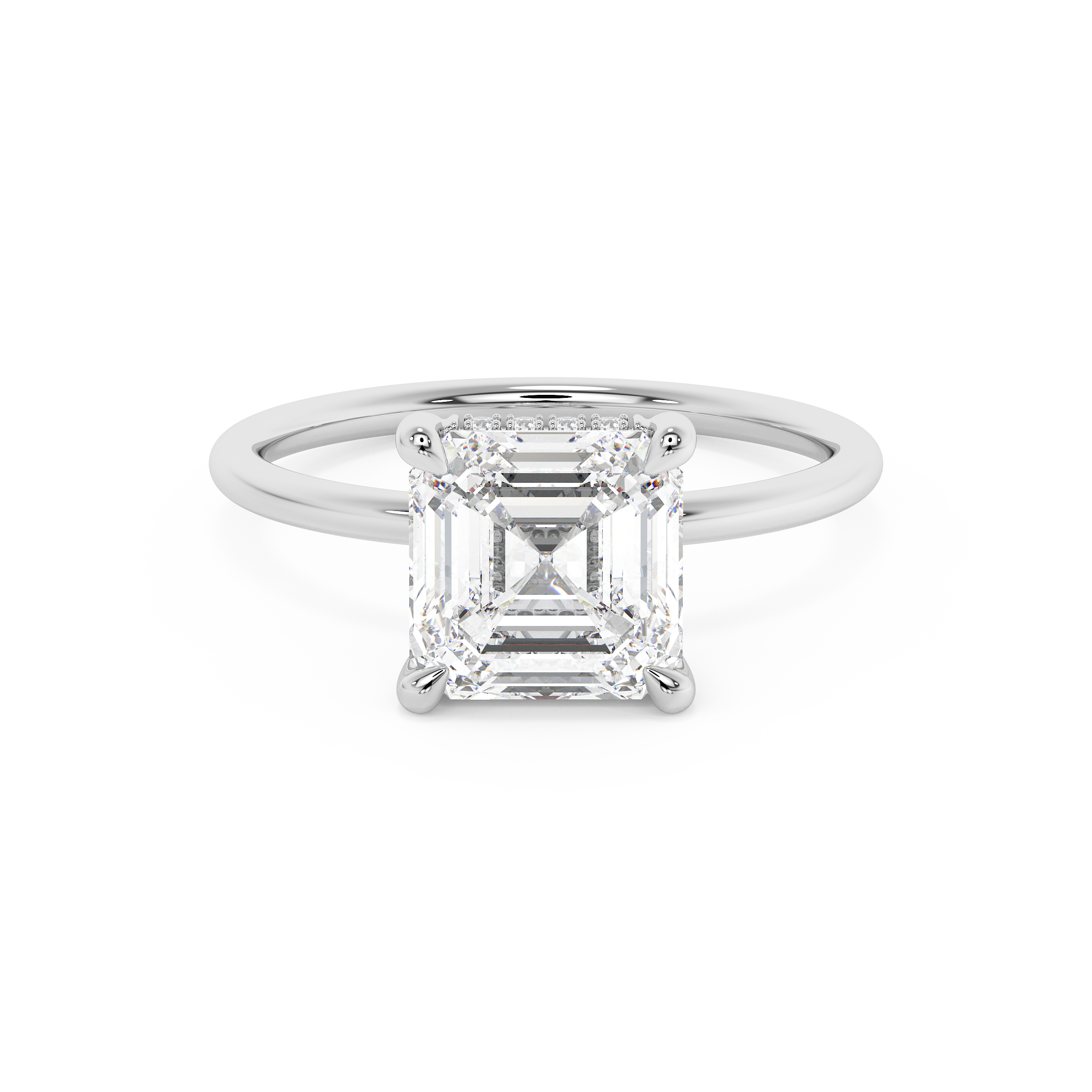 Asscher Hidden Halo Lab Grown Diamond Engagement Ring
