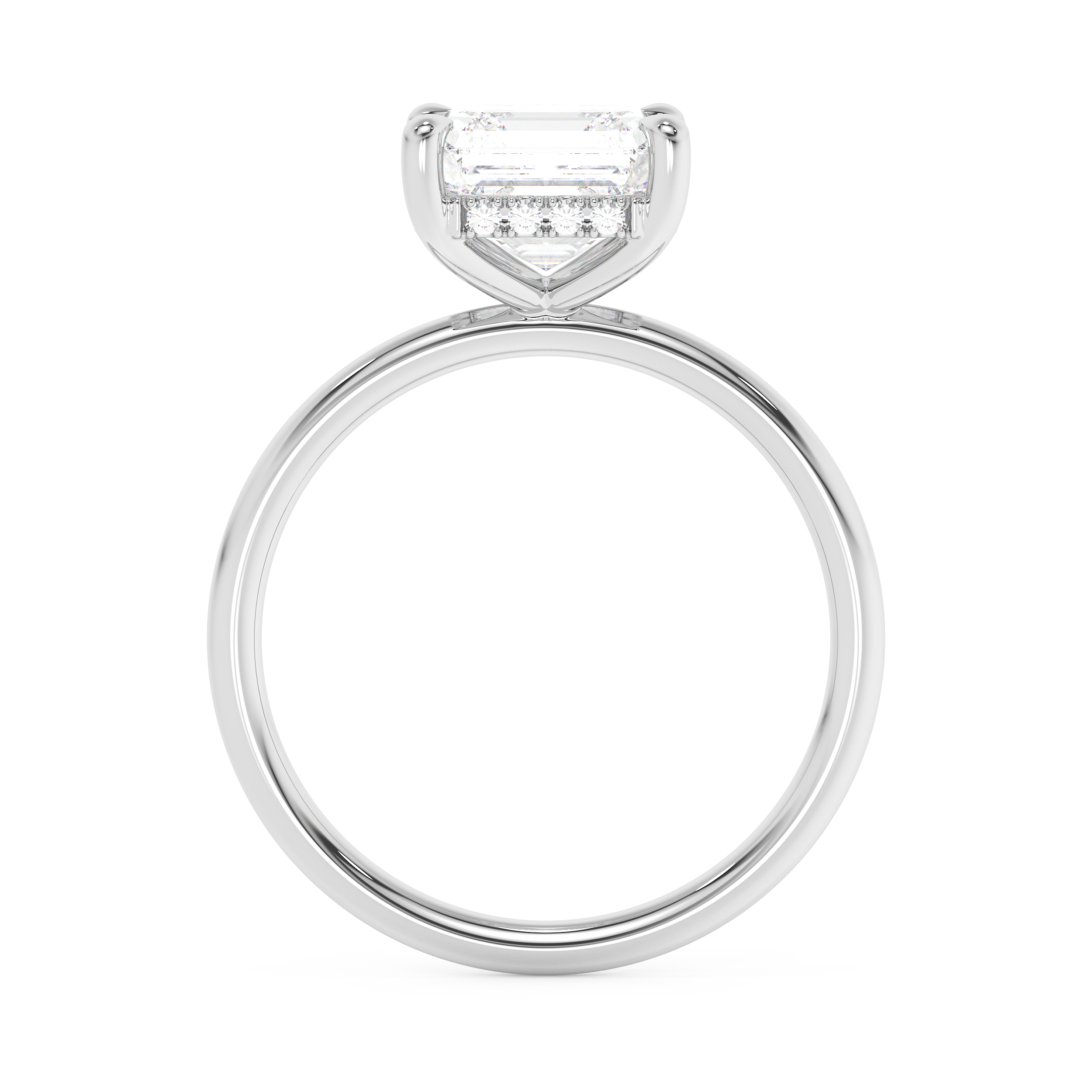 Asscher Hidden Halo Lab Grown Diamond Engagement Ring