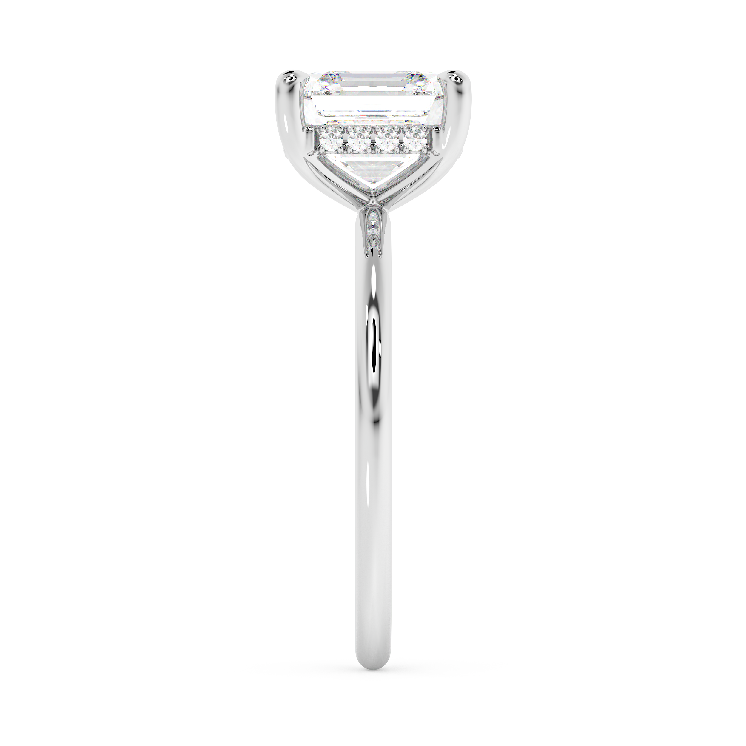 Asscher Hidden Halo Lab Grown Diamond Engagement Ring