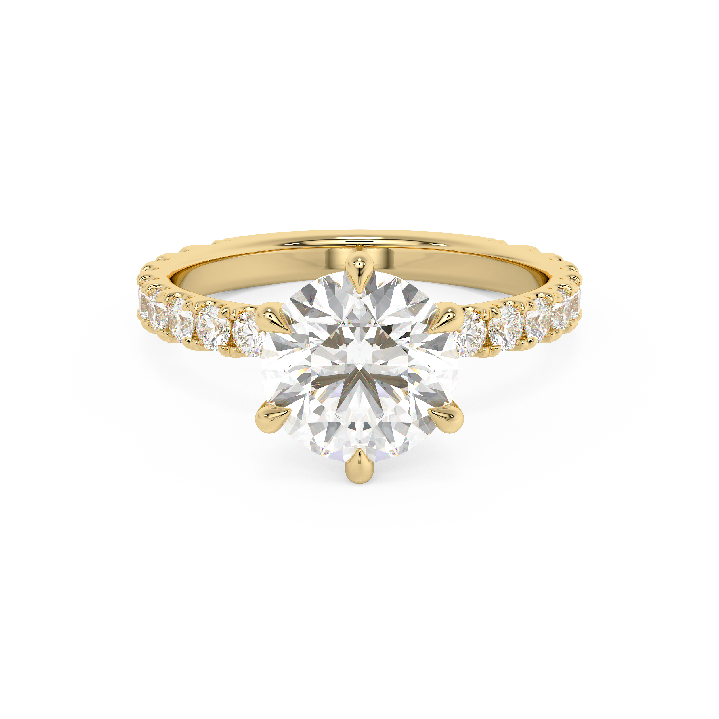 Round Pave Lab Grown Diamond Engagement Ring