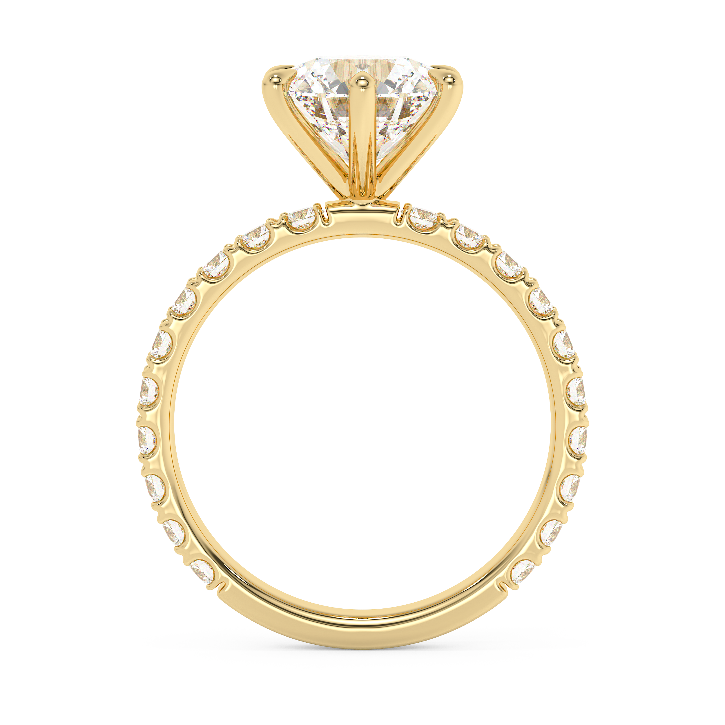 Round Pave Lab Grown Diamond Engagement Ring