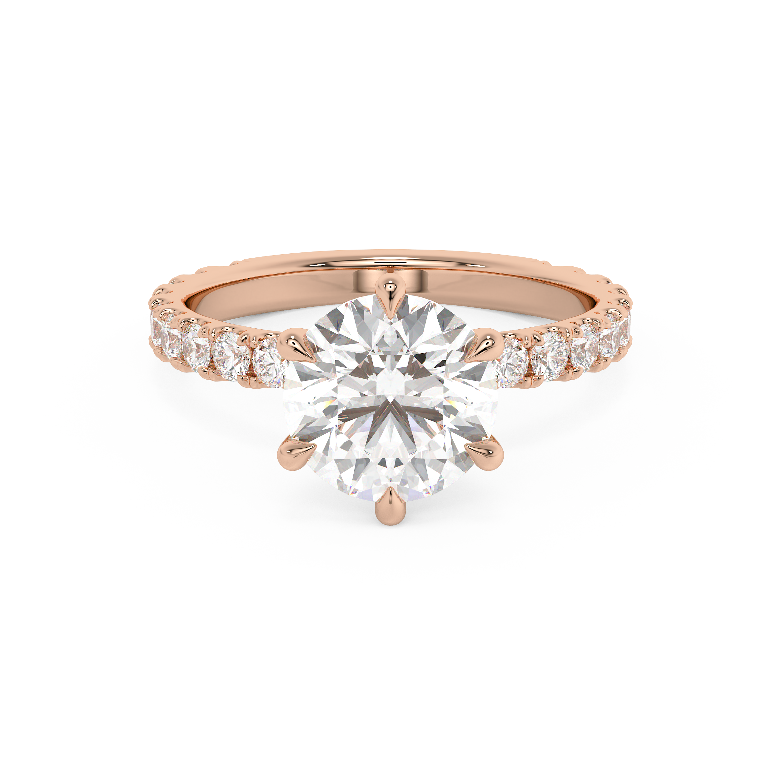 Round Pave Lab Grown Diamond Engagement Ring