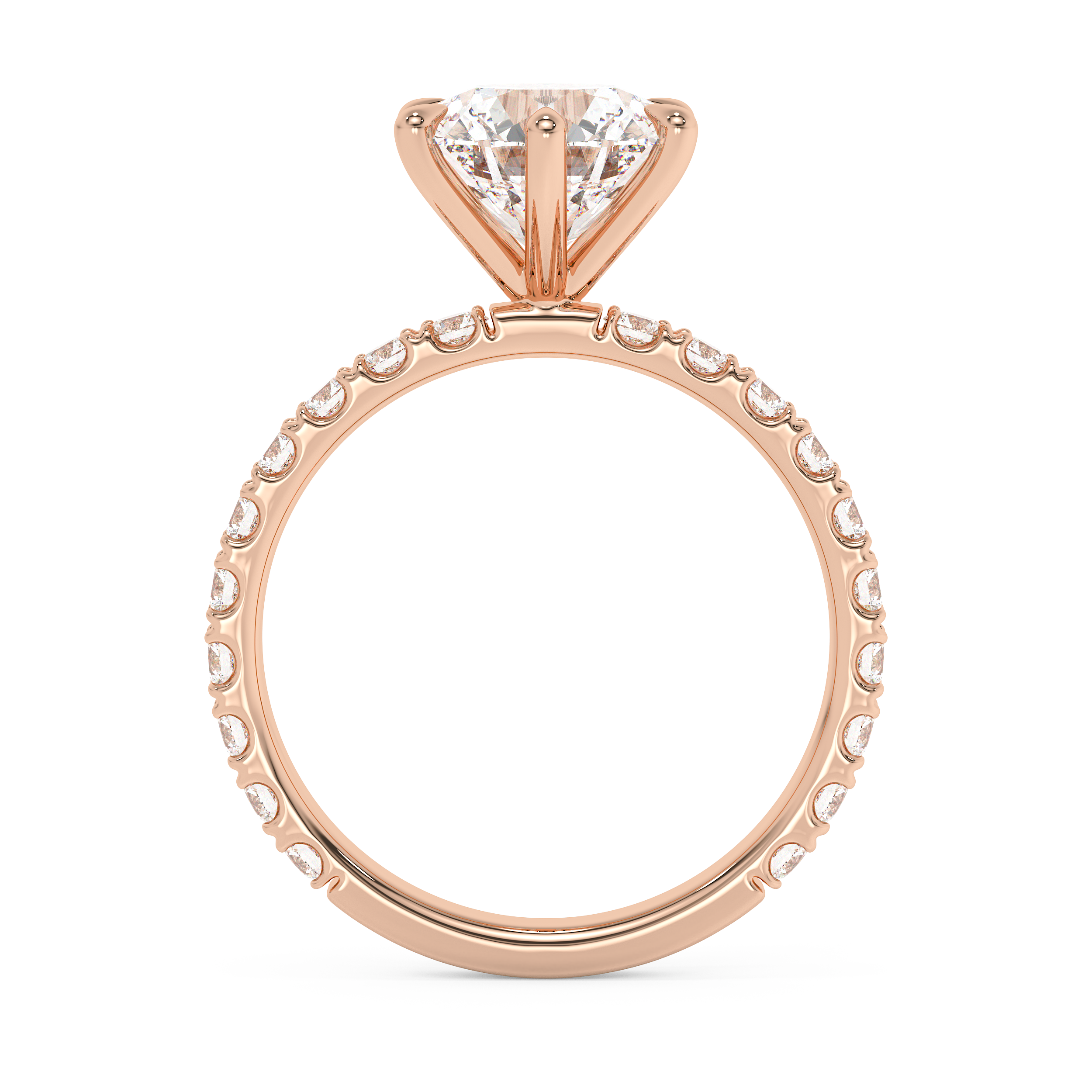 Round Pave Lab Grown Diamond Engagement Ring