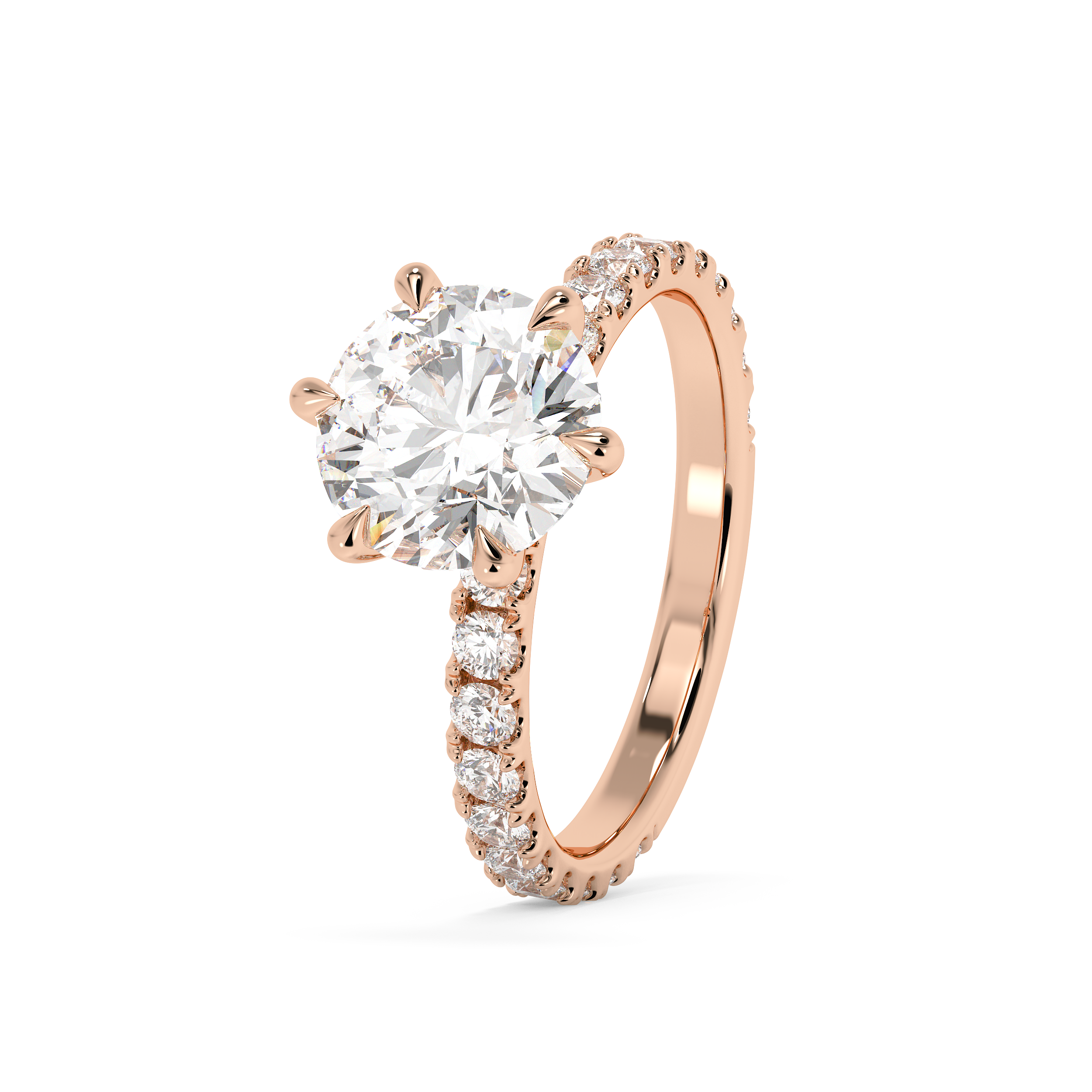 Round Pave Lab Grown Diamond Engagement Ring