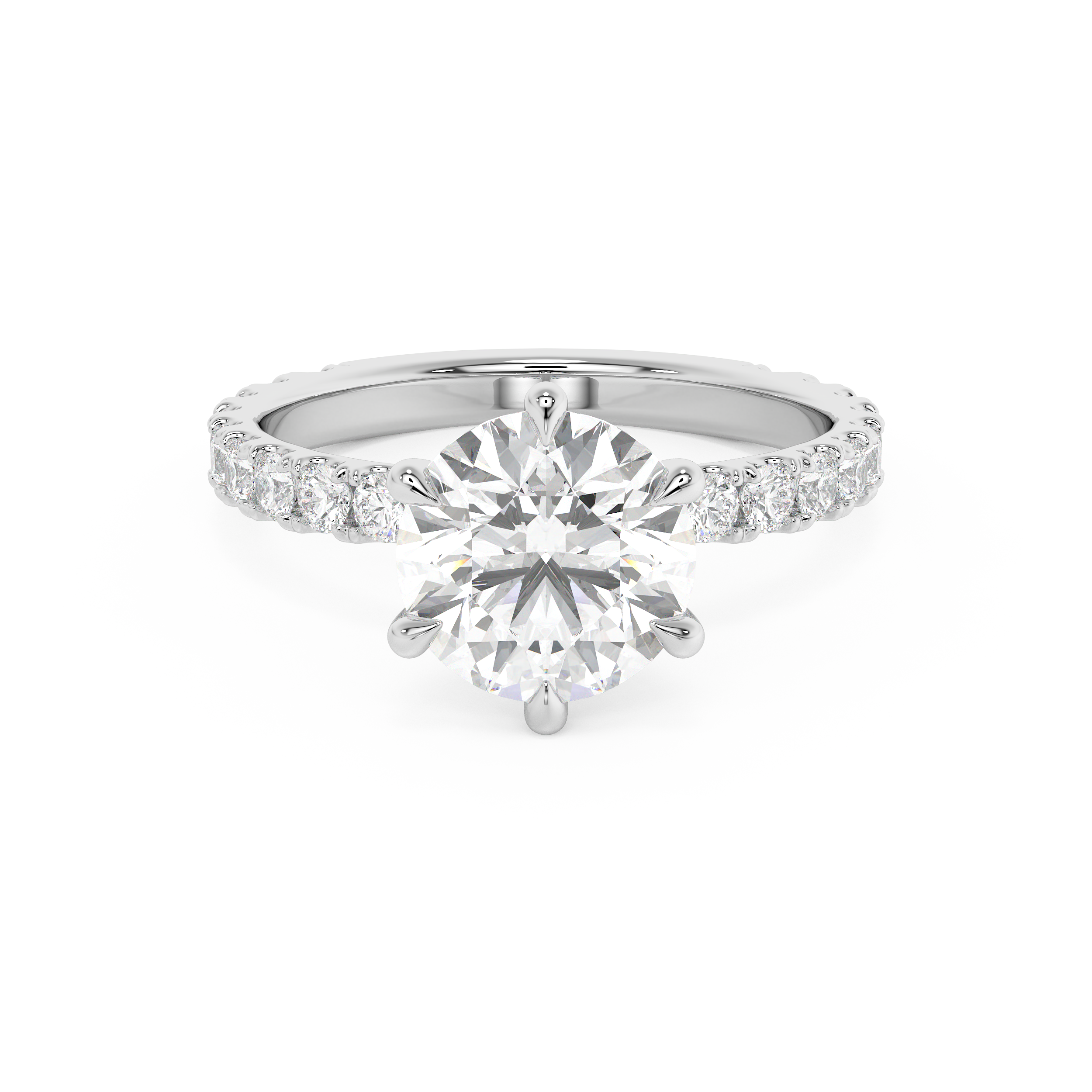Round Pave Lab Grown Diamond Engagement Ring