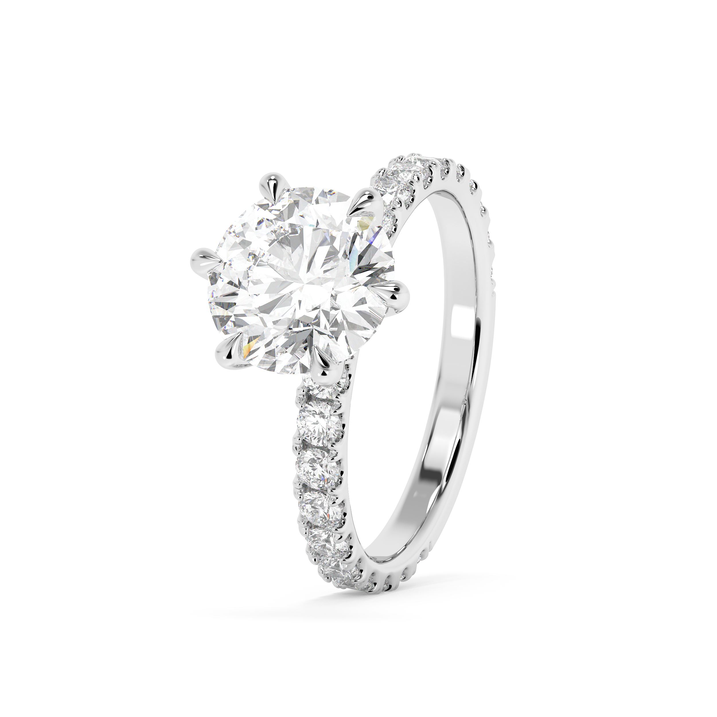 Round Pave Lab Grown Diamond Engagement Ring