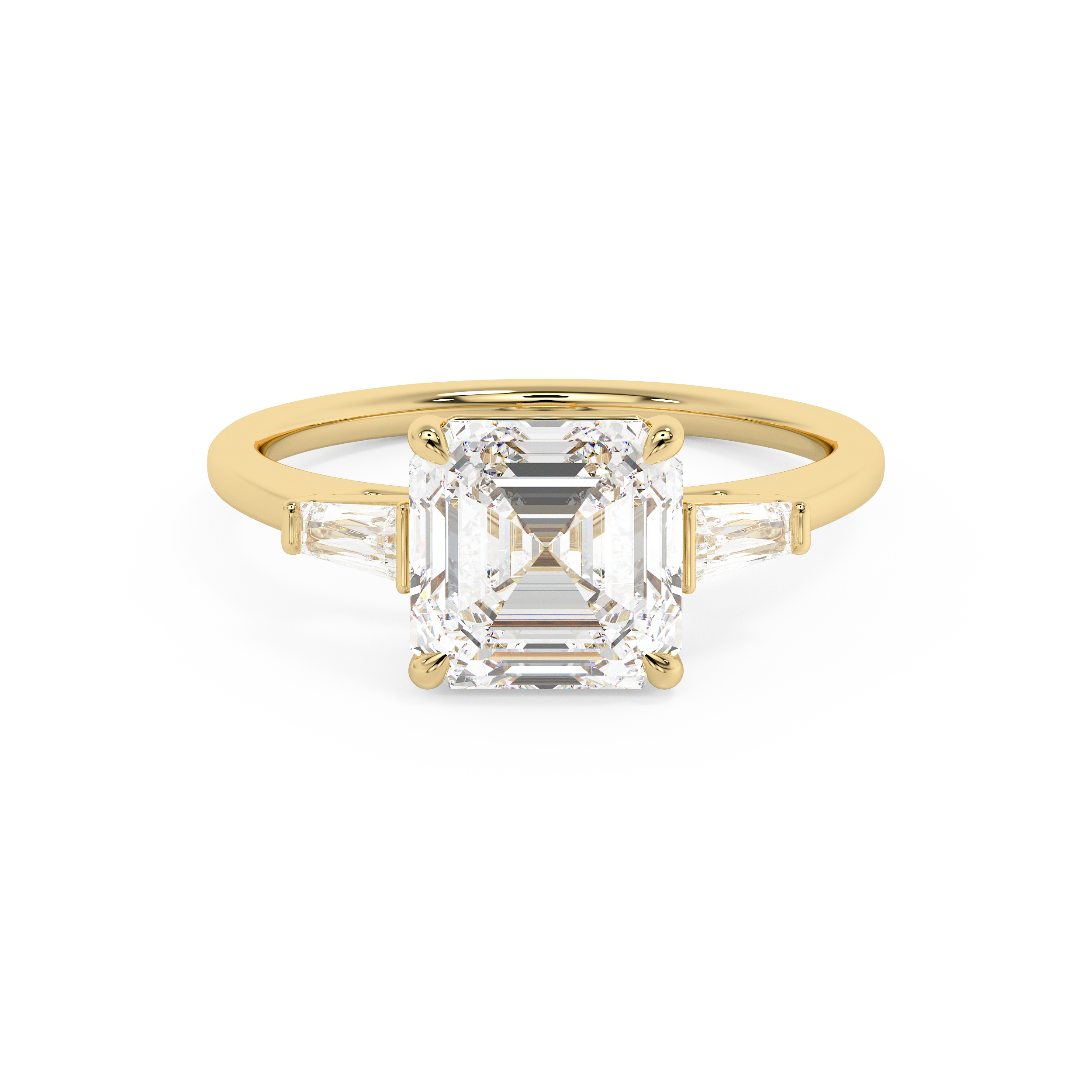 Asscher Three Stone Lab Grown Diamond Engagement Ring