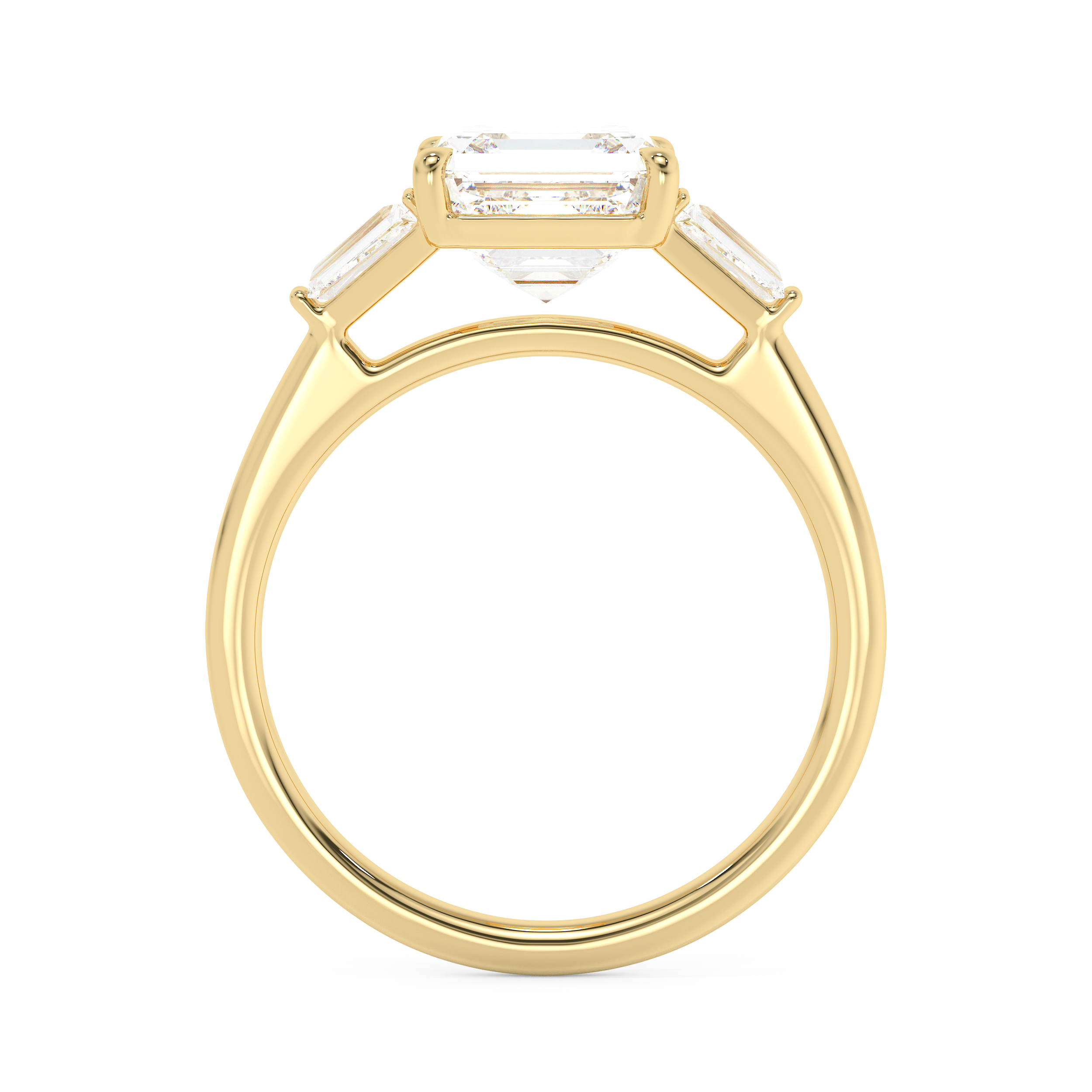 Asscher Three Stone Lab Grown Diamond Engagement Ring