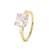 Asscher Three Stone Lab Grown Diamond Engagement Ring