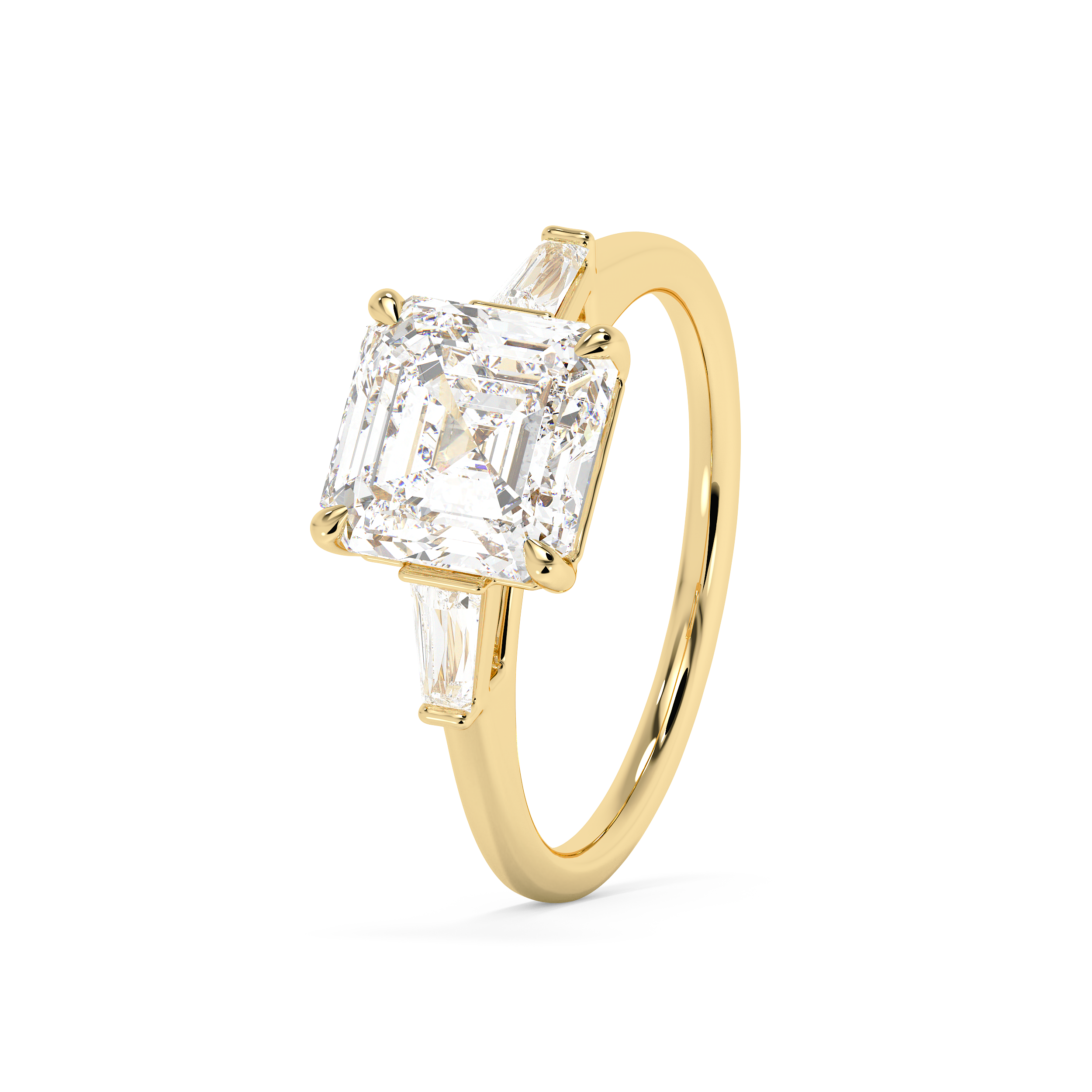 Asscher Three Stone Lab Grown Diamond Engagement Ring