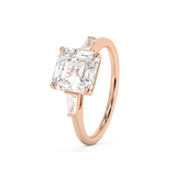 Asscher Three Stone Lab Grown Diamond Engagement Ring