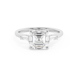 Asscher Three Stone Lab Grown Diamond Engagement Ring