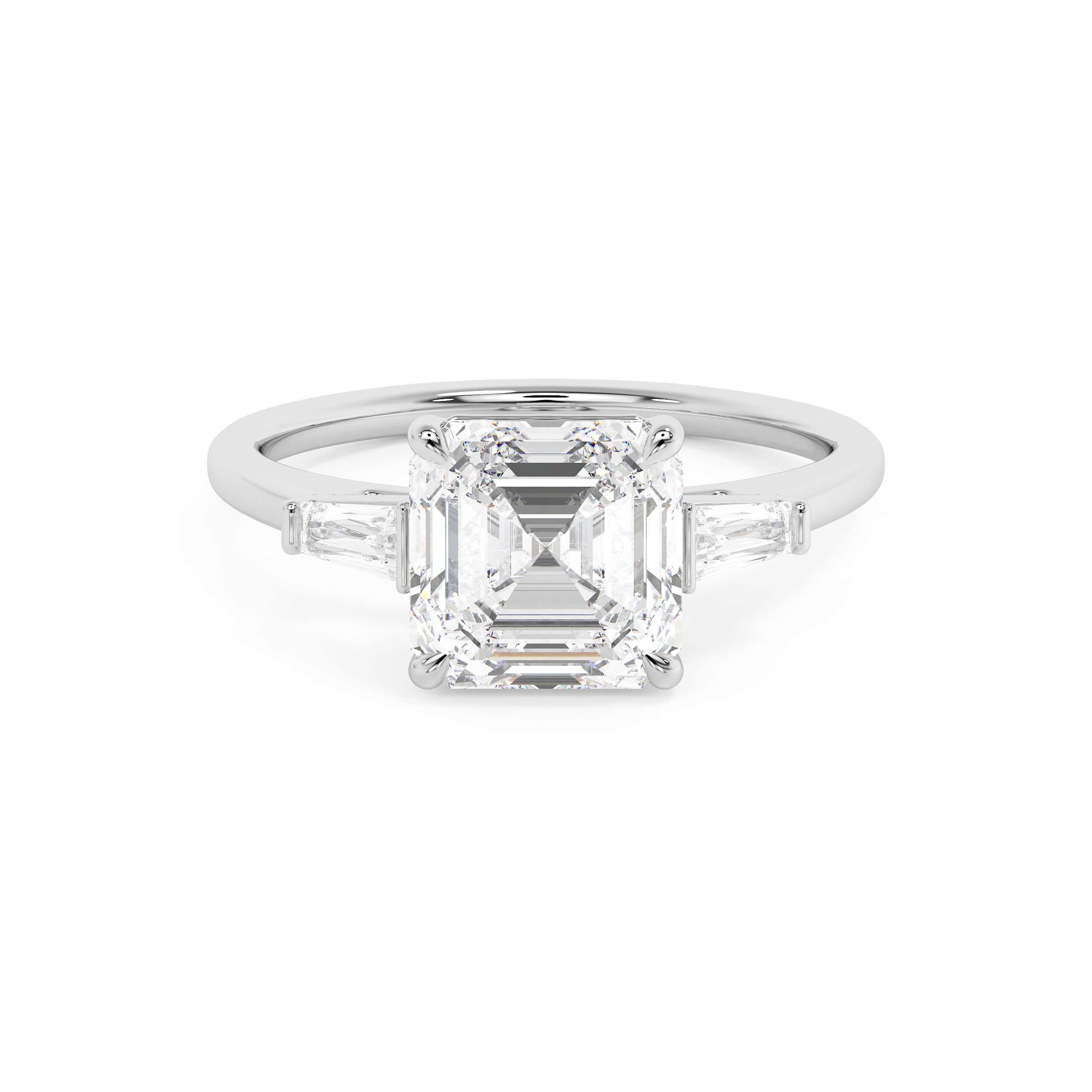 Asscher Three Stone Lab Grown Diamond Engagement Ring