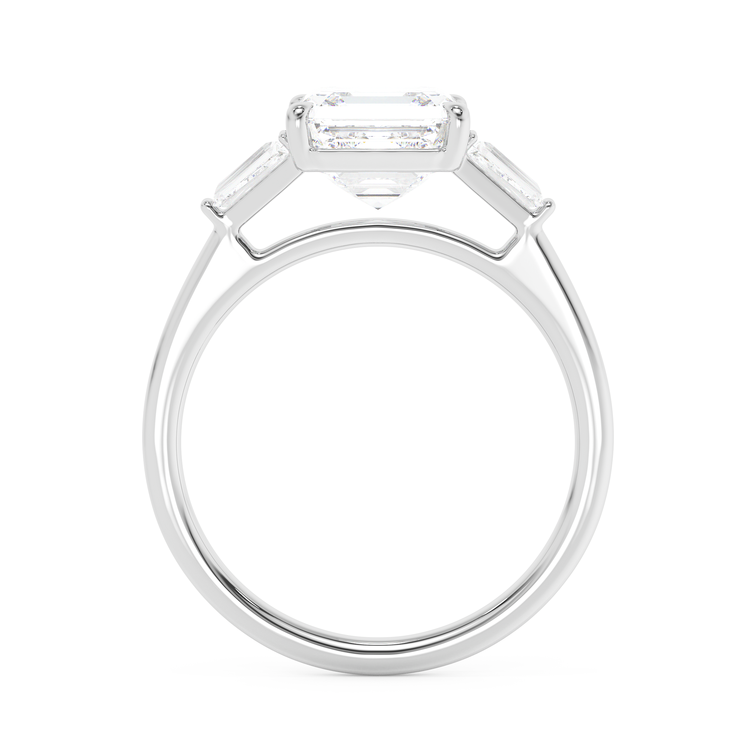 Asscher Three Stone Lab Grown Diamond Engagement Ring