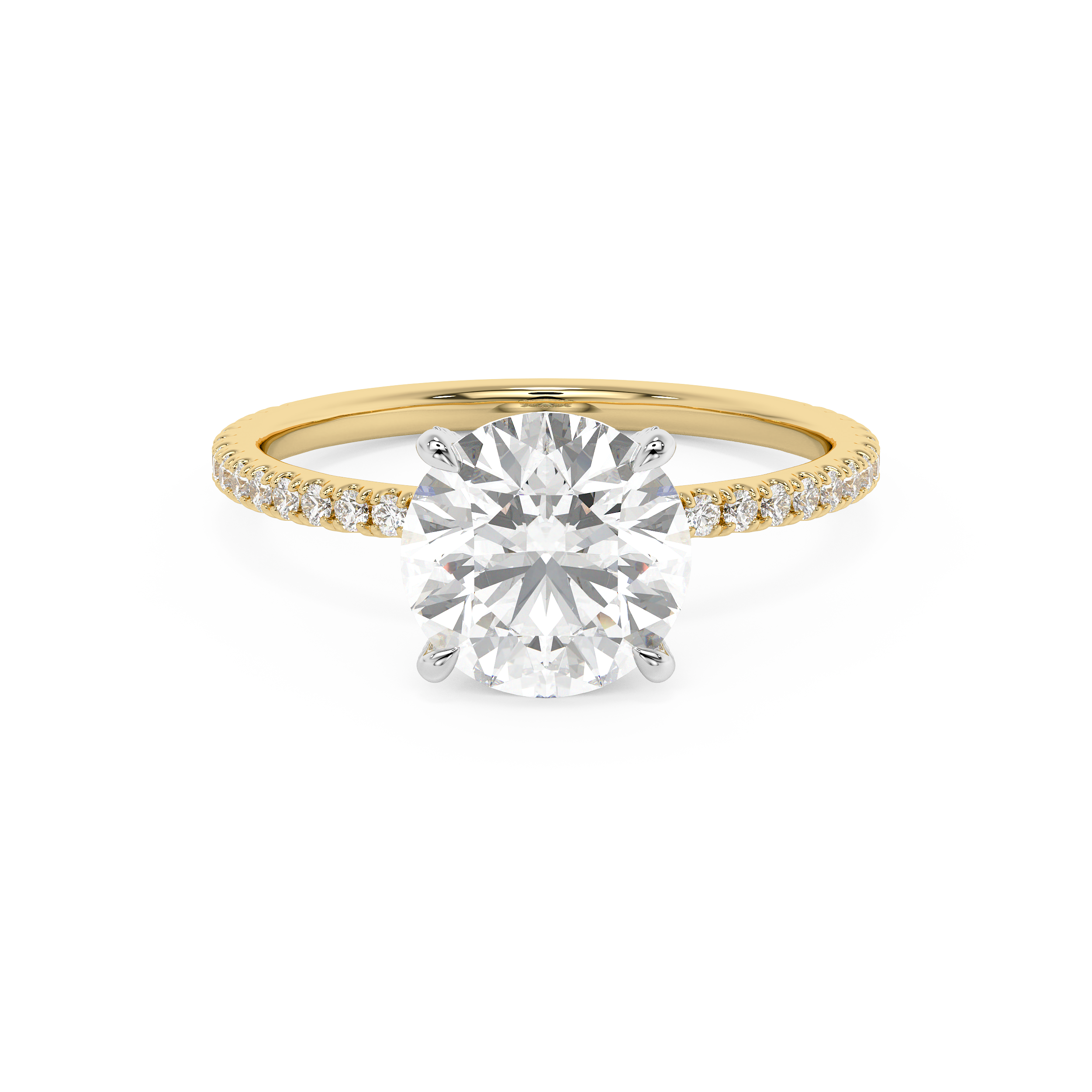 Round Hidden Halo & Pave Lab Grown Diamond Engagement Ring