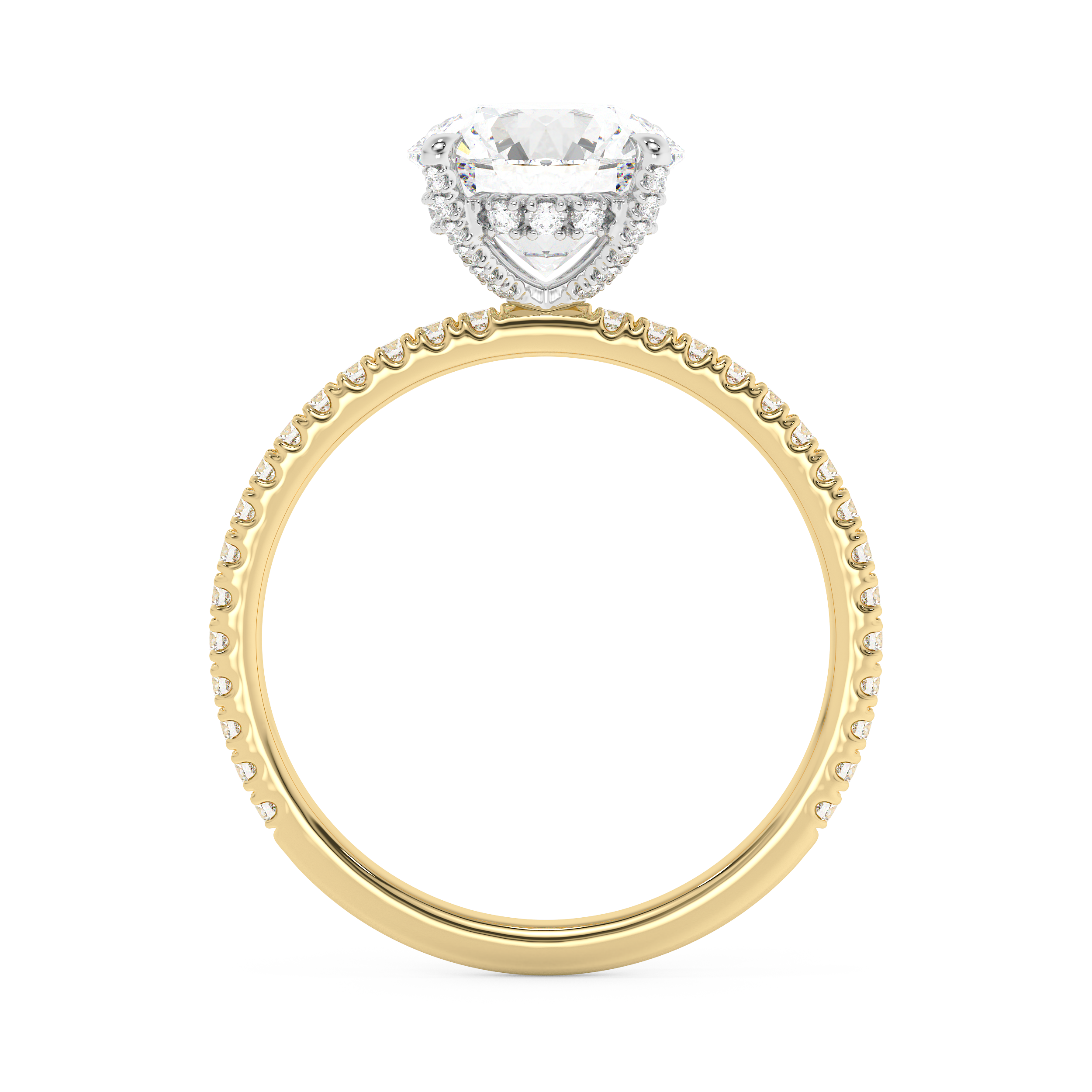 Round Hidden Halo & Pave Lab Grown Diamond Engagement Ring