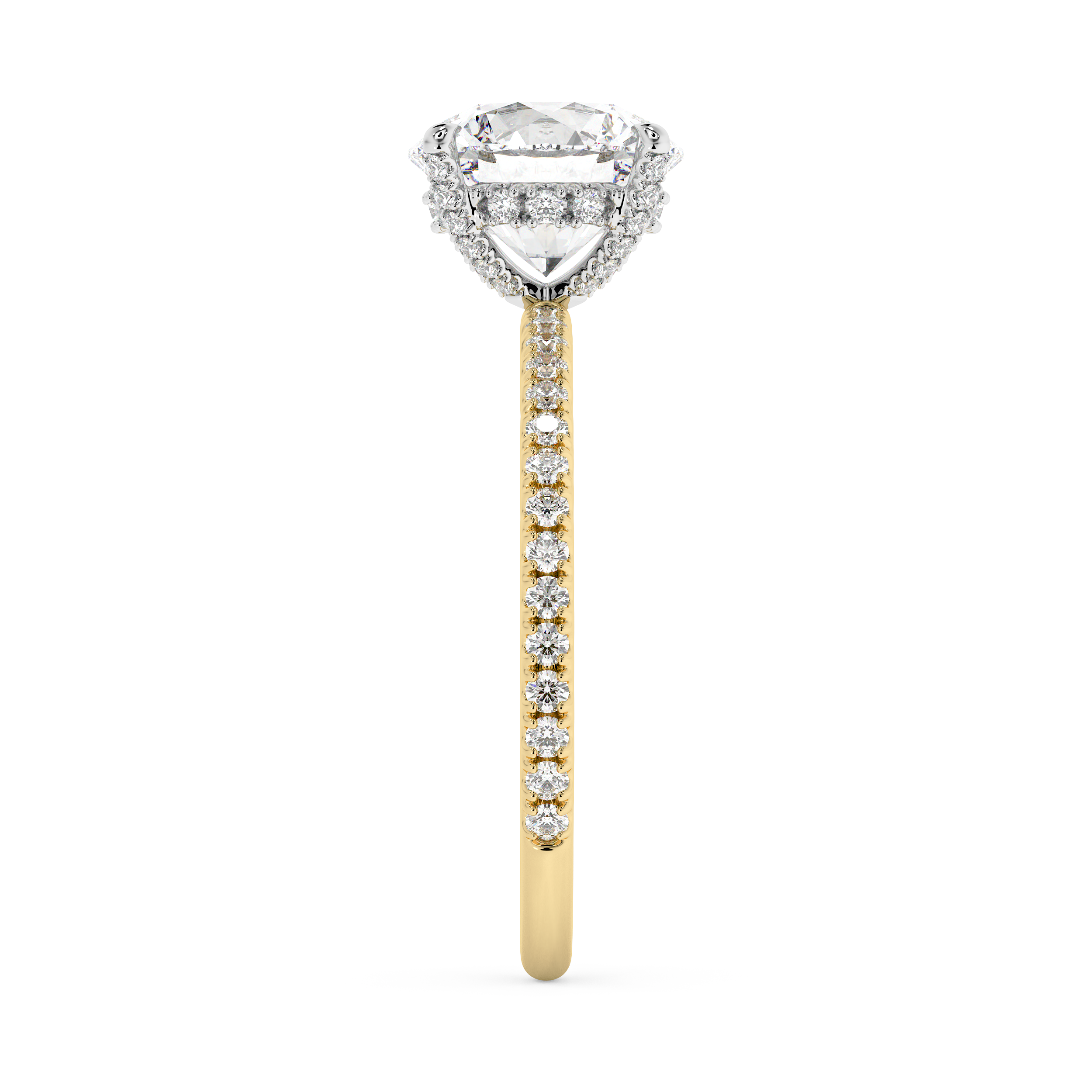Round Hidden Halo & Pave Lab Grown Diamond Engagement Ring