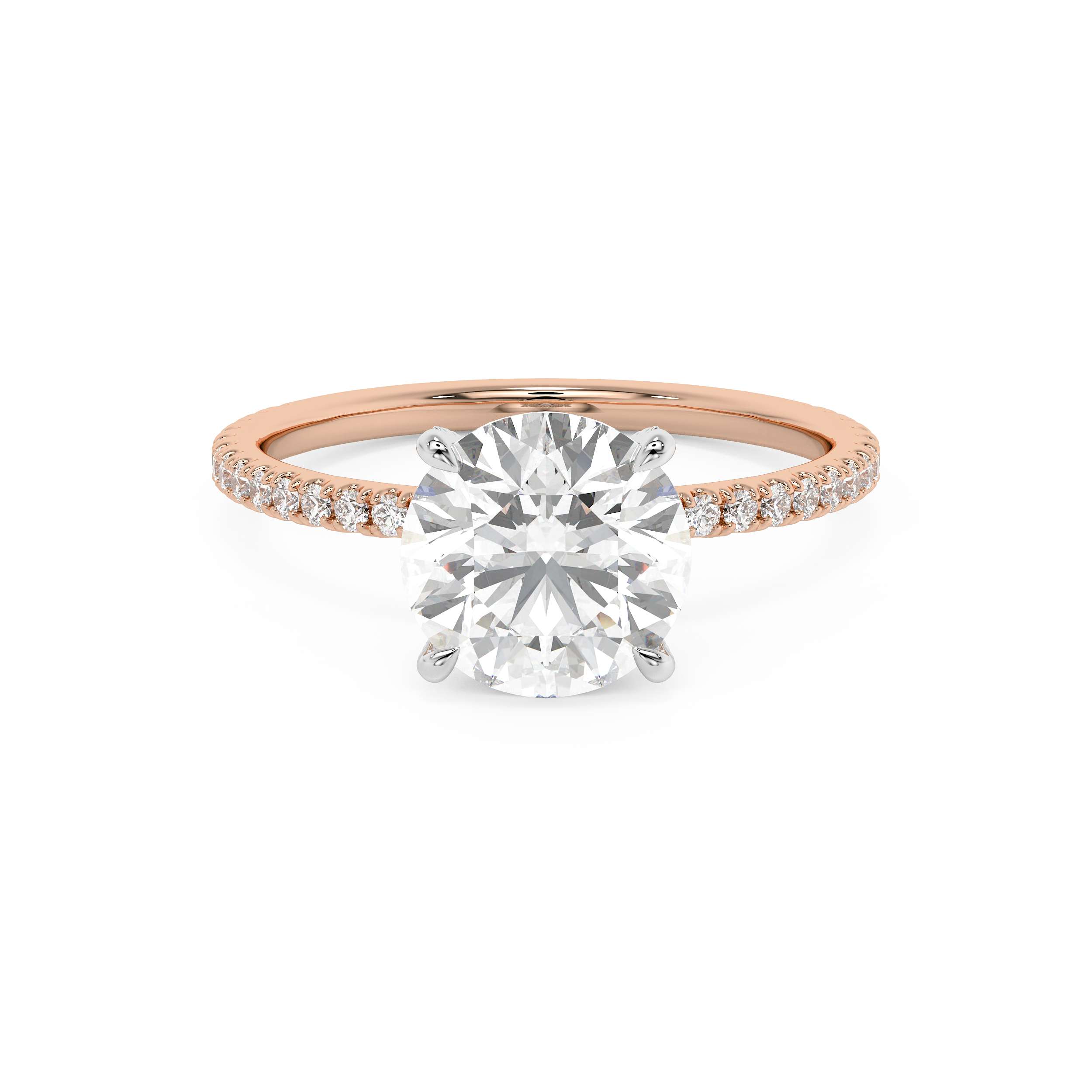 Round Hidden Halo & Pave Lab Grown Diamond Engagement Ring