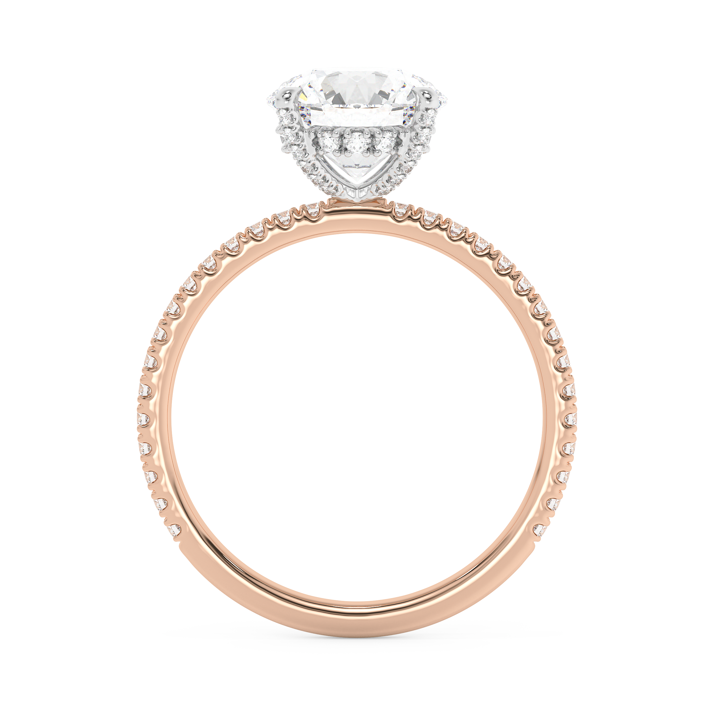 Round Hidden Halo & Pave Lab Grown Diamond Engagement Ring