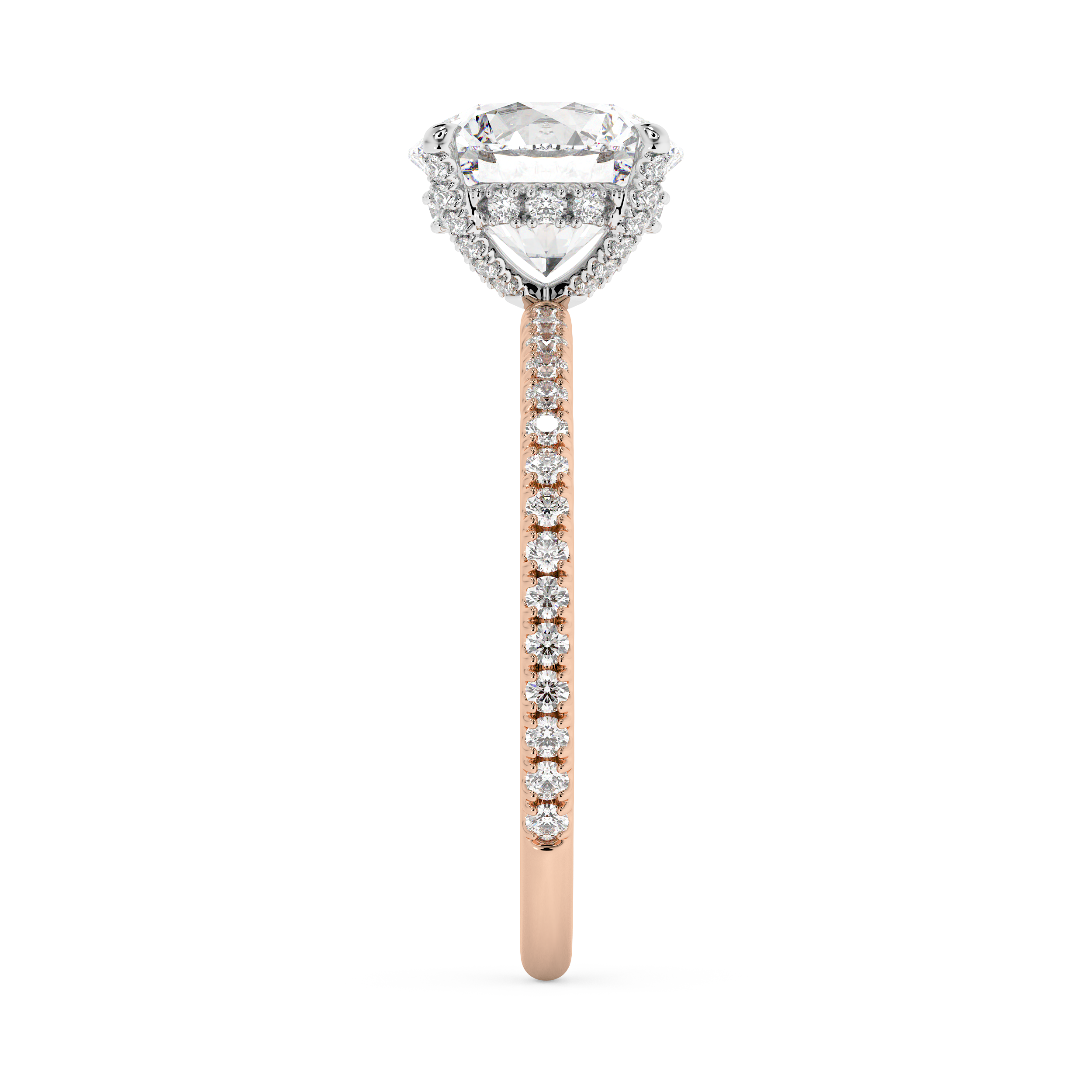 Round Hidden Halo & Pave Lab Grown Diamond Engagement Ring