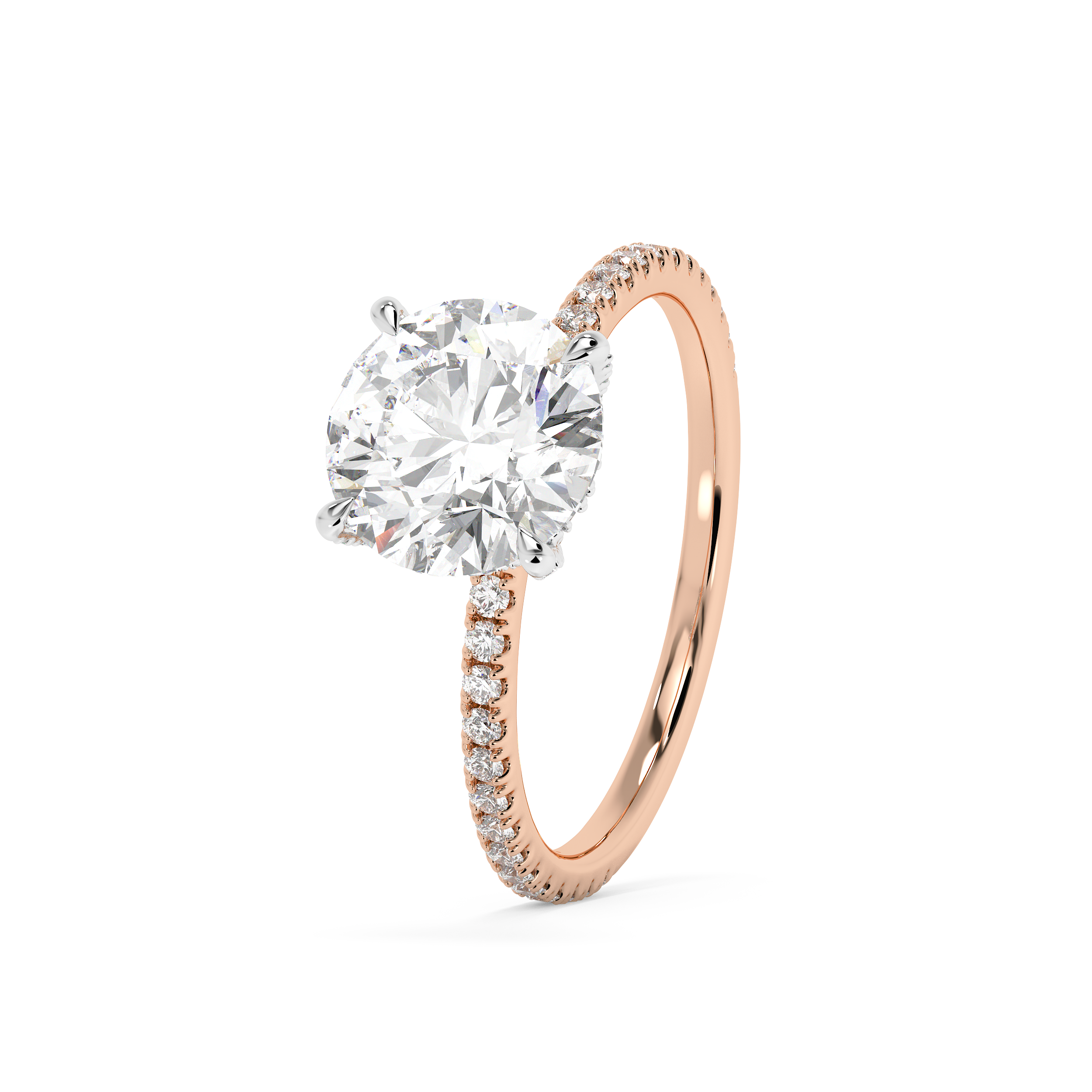 Round Hidden Halo & Pave Lab Grown Diamond Engagement Ring