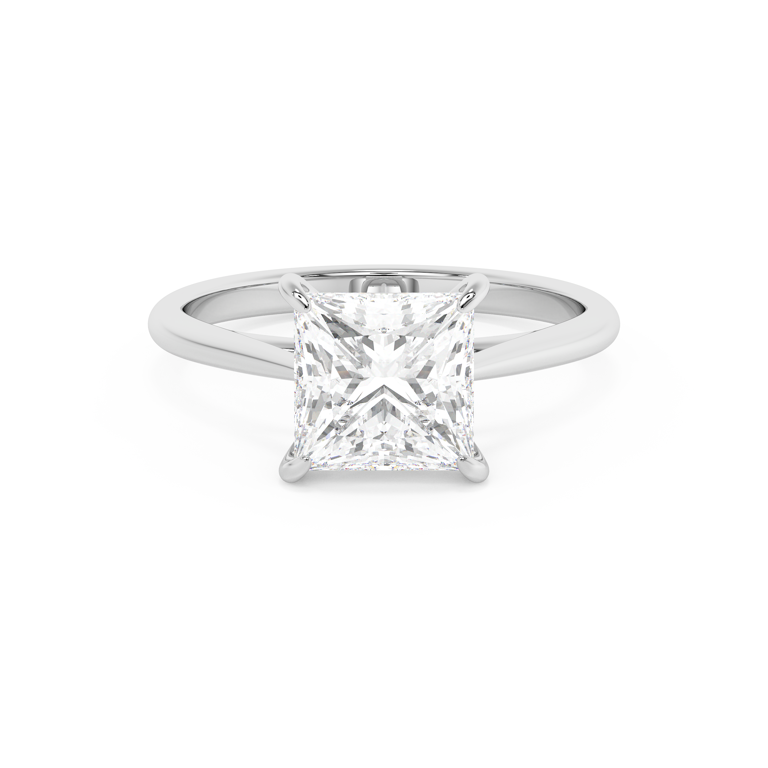 Princess Solitaire Cathedral Lab Grown Diamond Engagement Ring