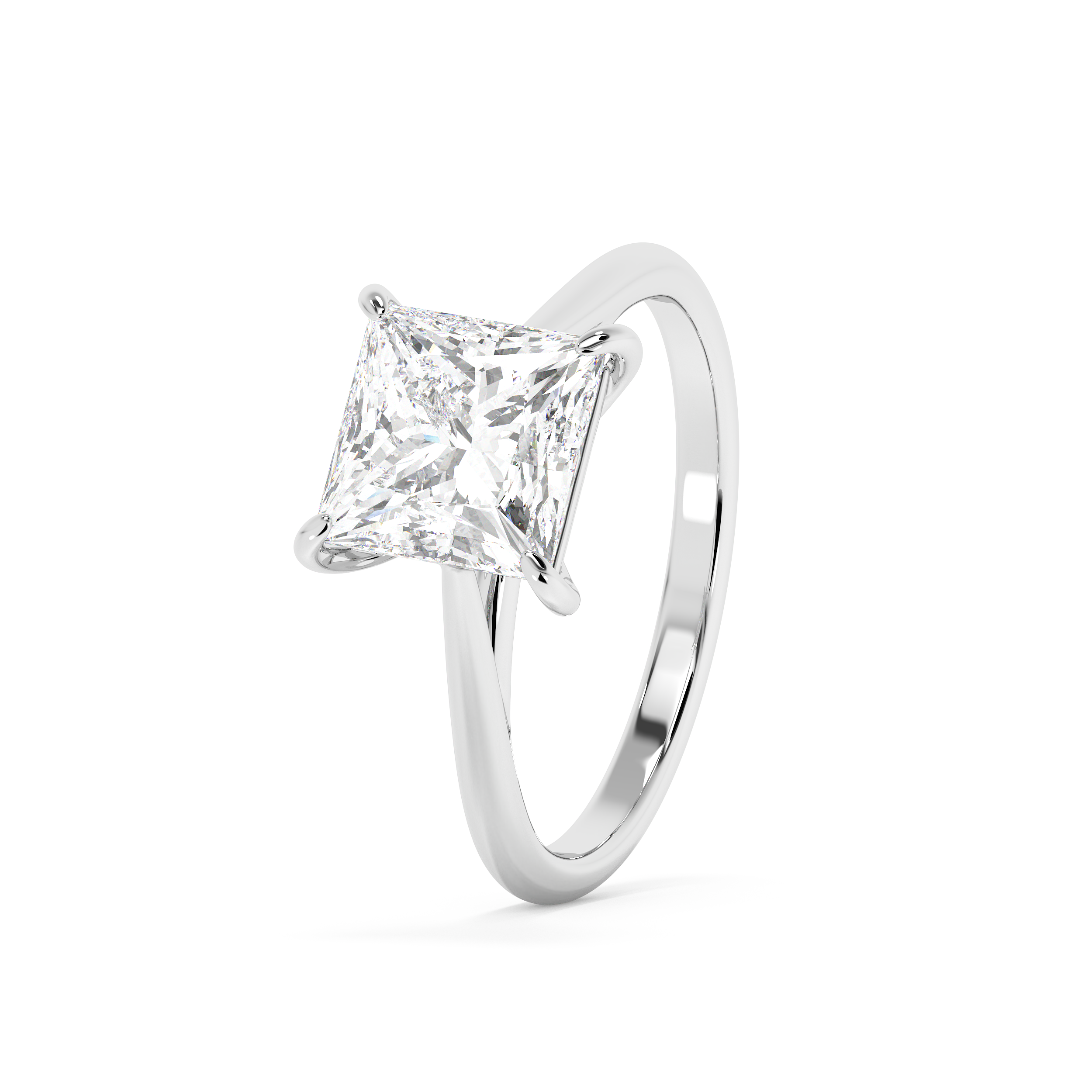 Princess Solitaire Cathedral Lab Grown Diamond Engagement Ring