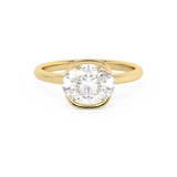 East West Oval Bezel Lab Grown Diamond Engagement Ring