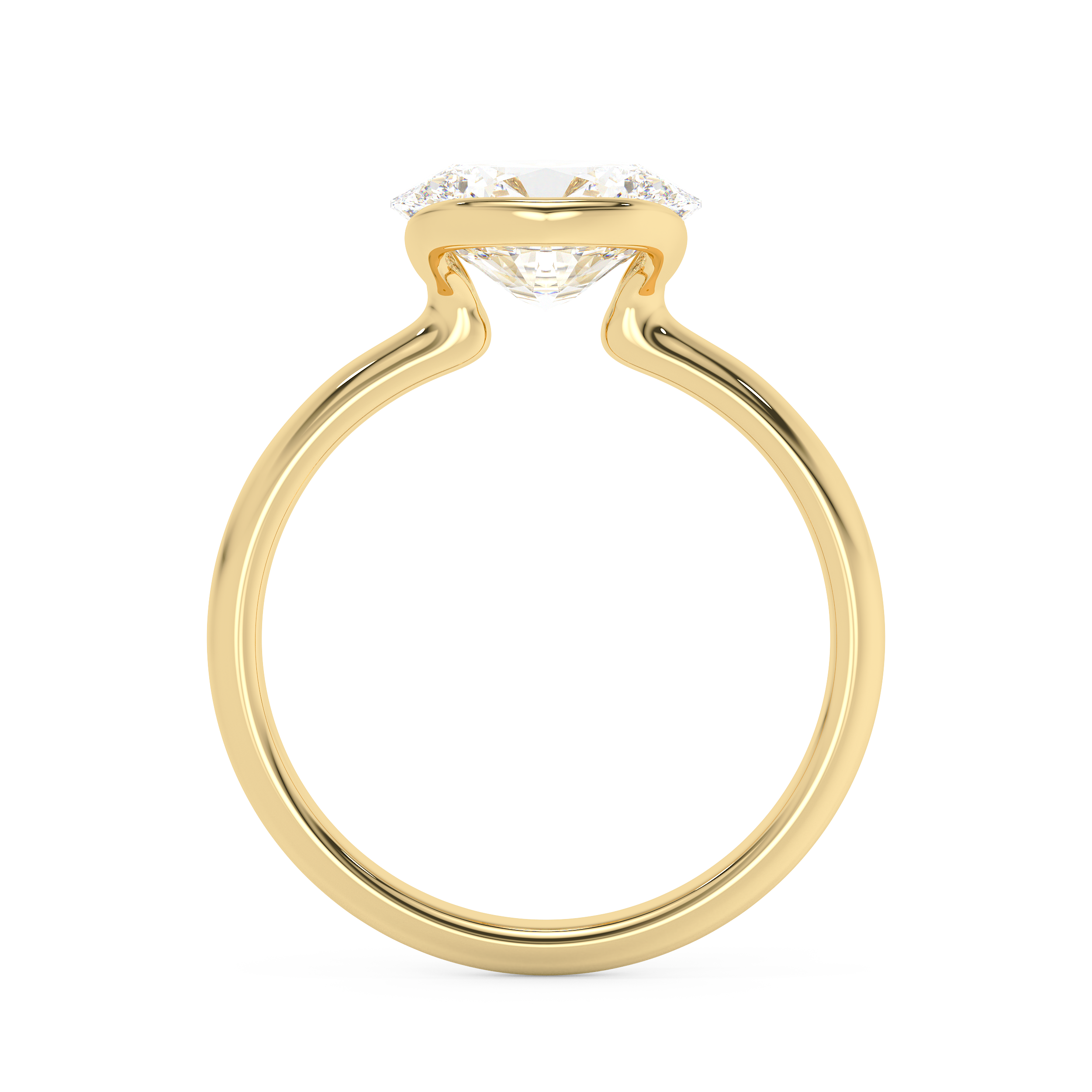 East West Oval Bezel Lab Grown Diamond Engagement Ring