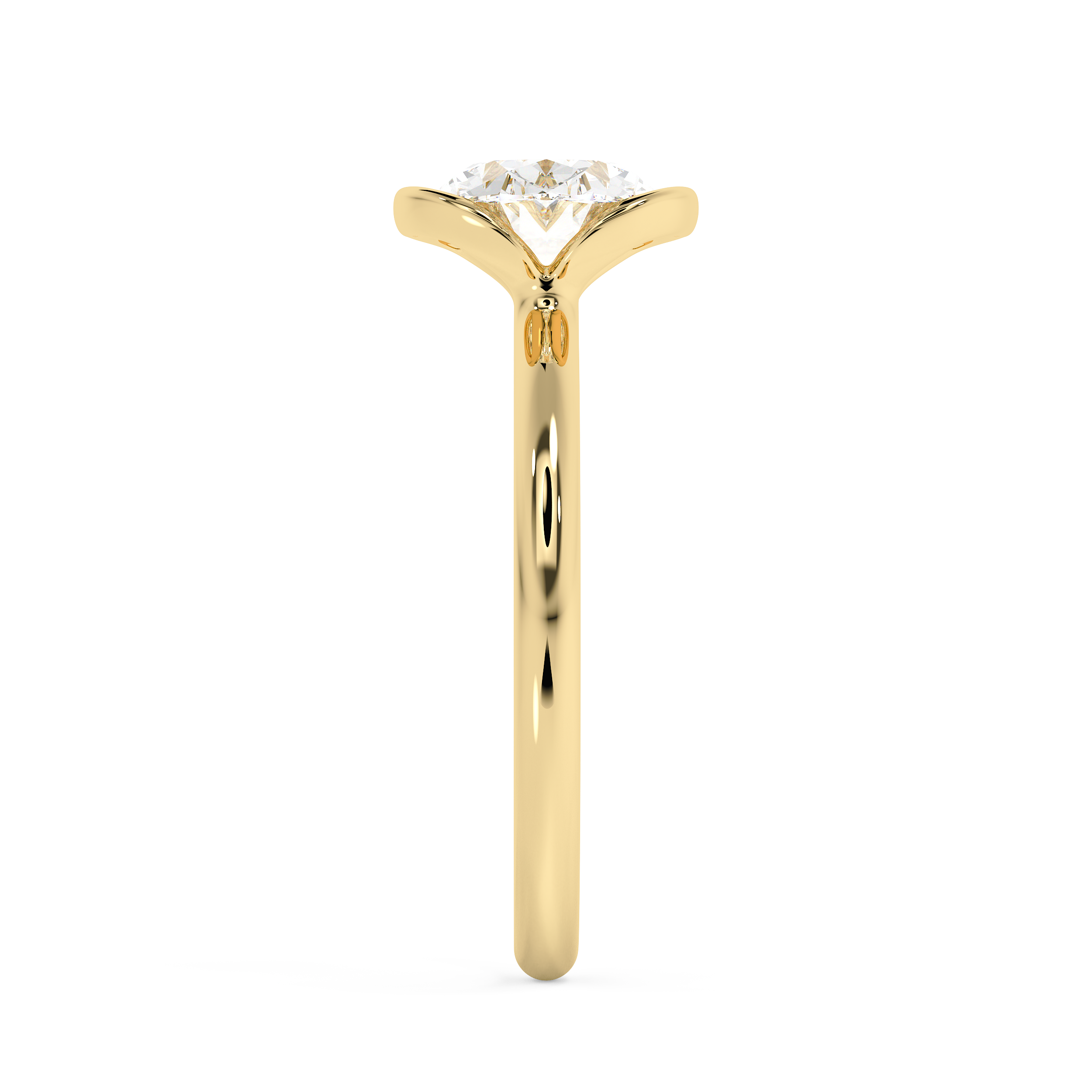 East West Oval Bezel Lab Grown Diamond Engagement Ring