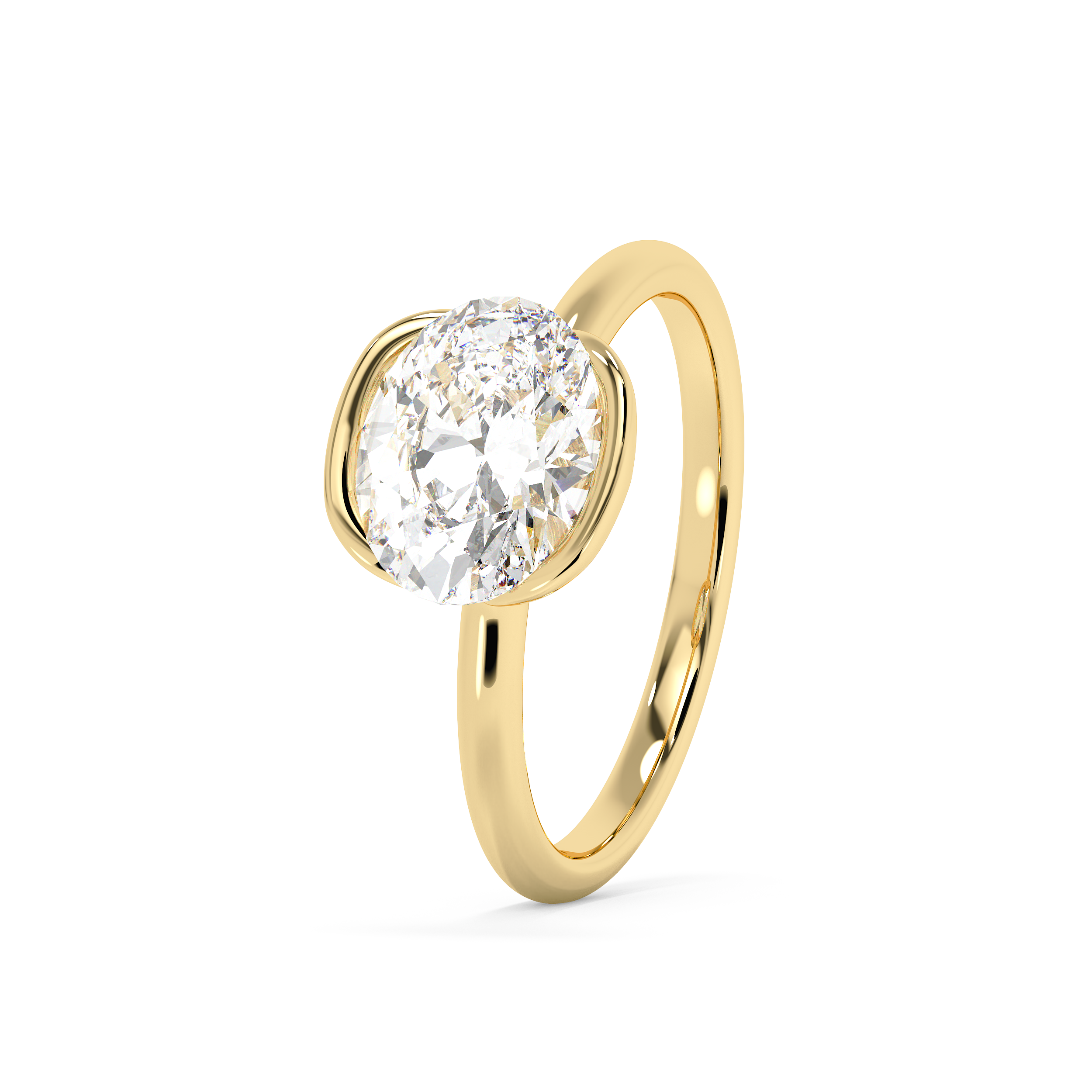 East West Oval Bezel Lab Grown Diamond Engagement Ring