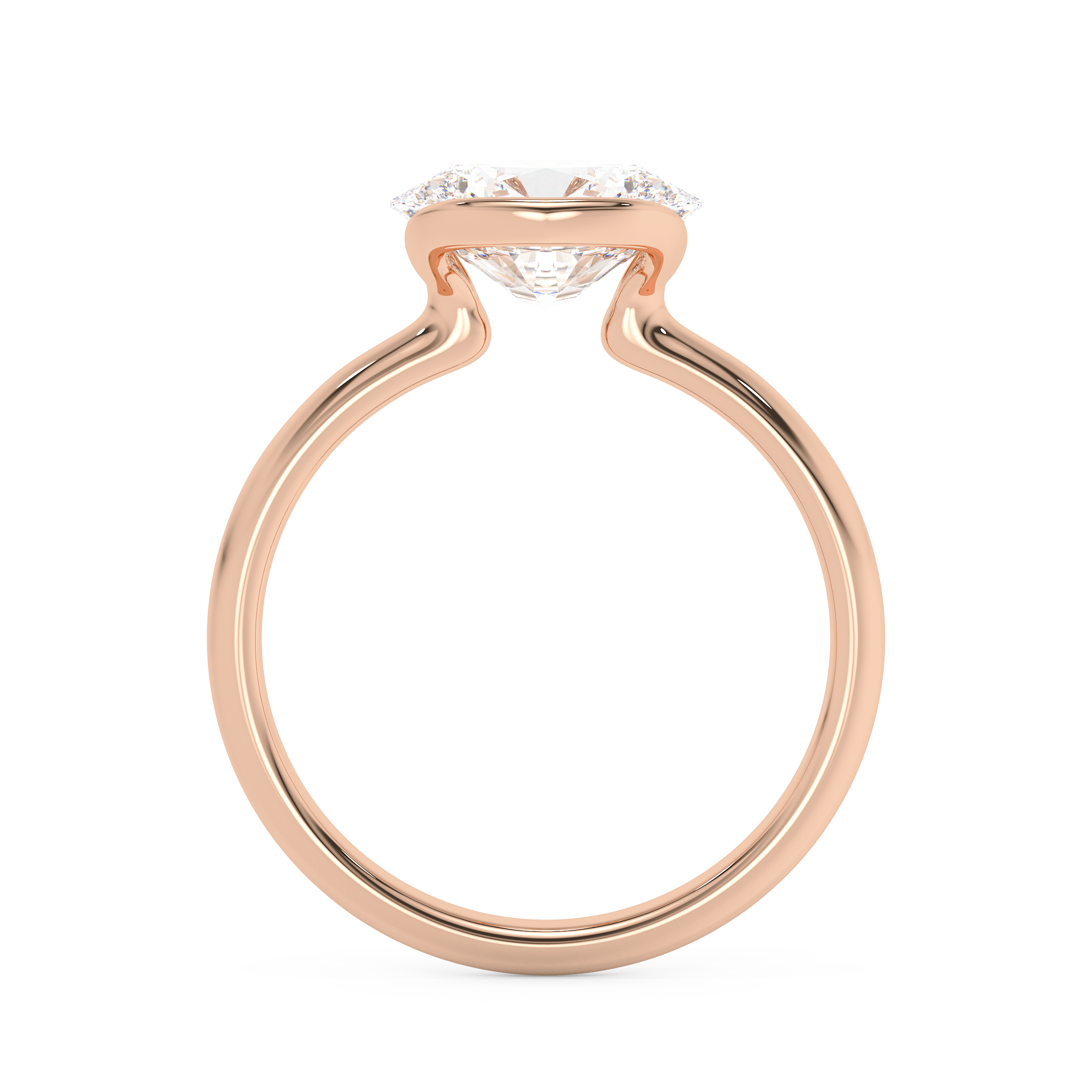 East West Oval Bezel Lab Grown Diamond Engagement Ring