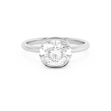 East West Oval Bezel Lab Grown Diamond Engagement Ring