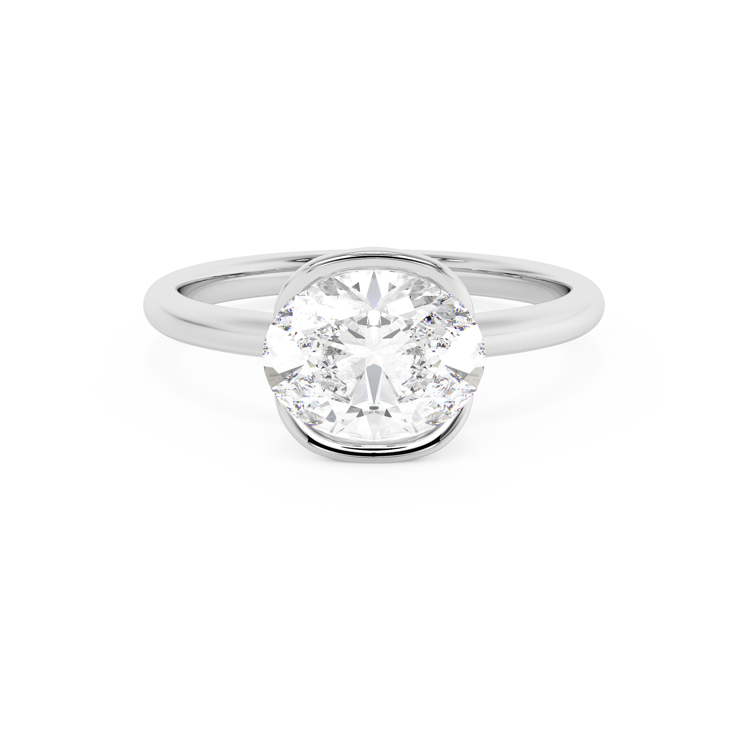 East West Oval Bezel Lab Grown Diamond Engagement Ring