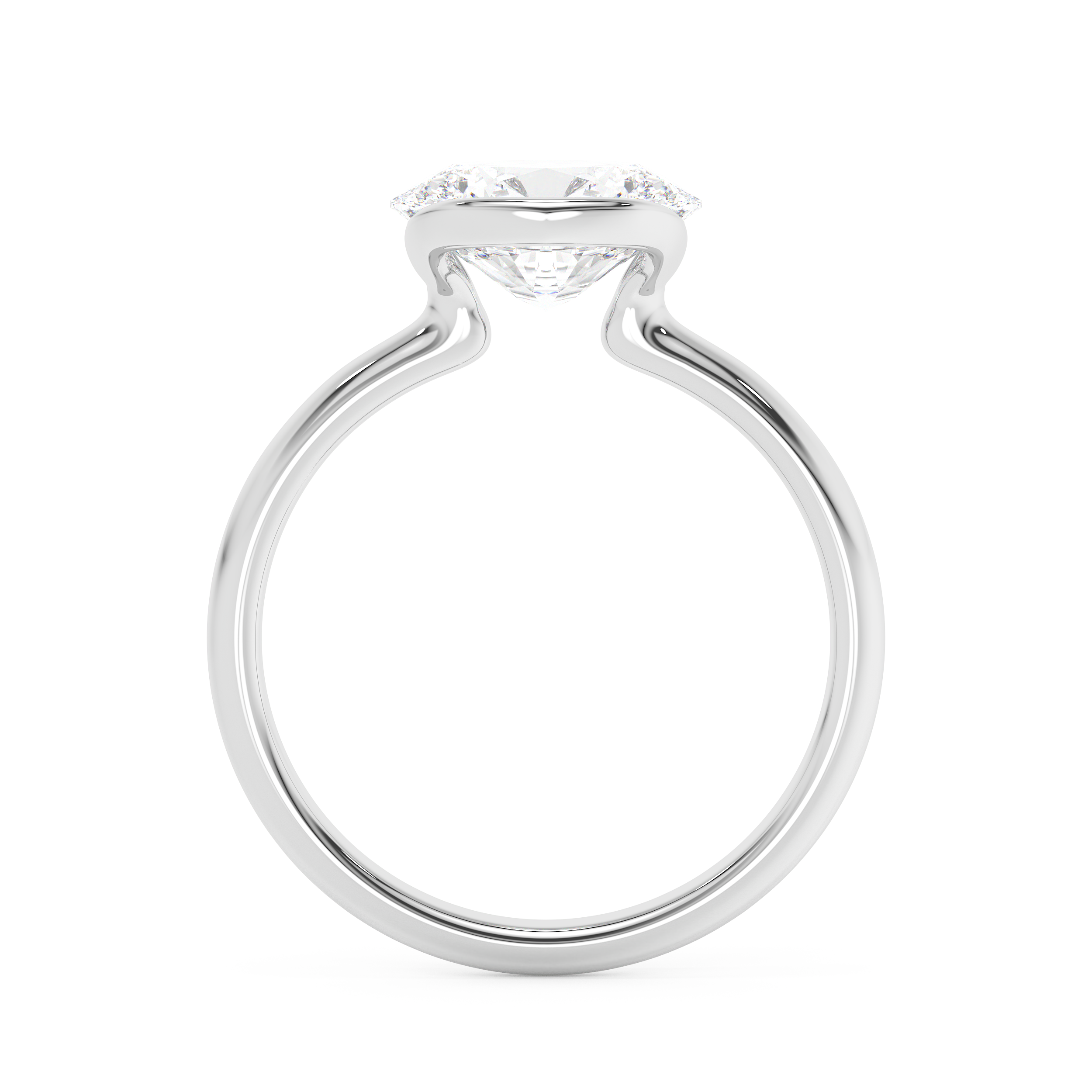 East West Oval Bezel Lab Grown Diamond Engagement Ring
