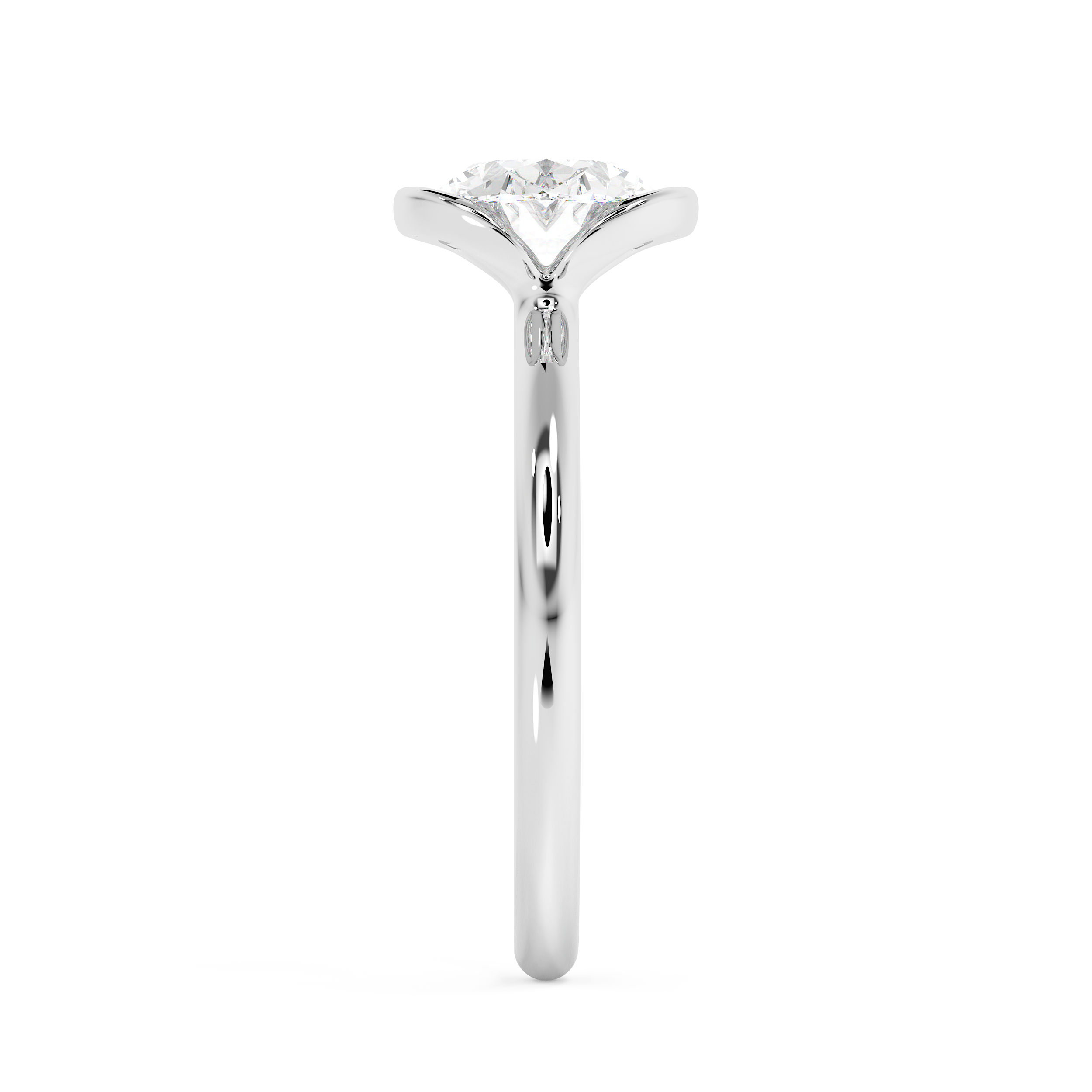 East West Oval Bezel Lab Grown Diamond Engagement Ring