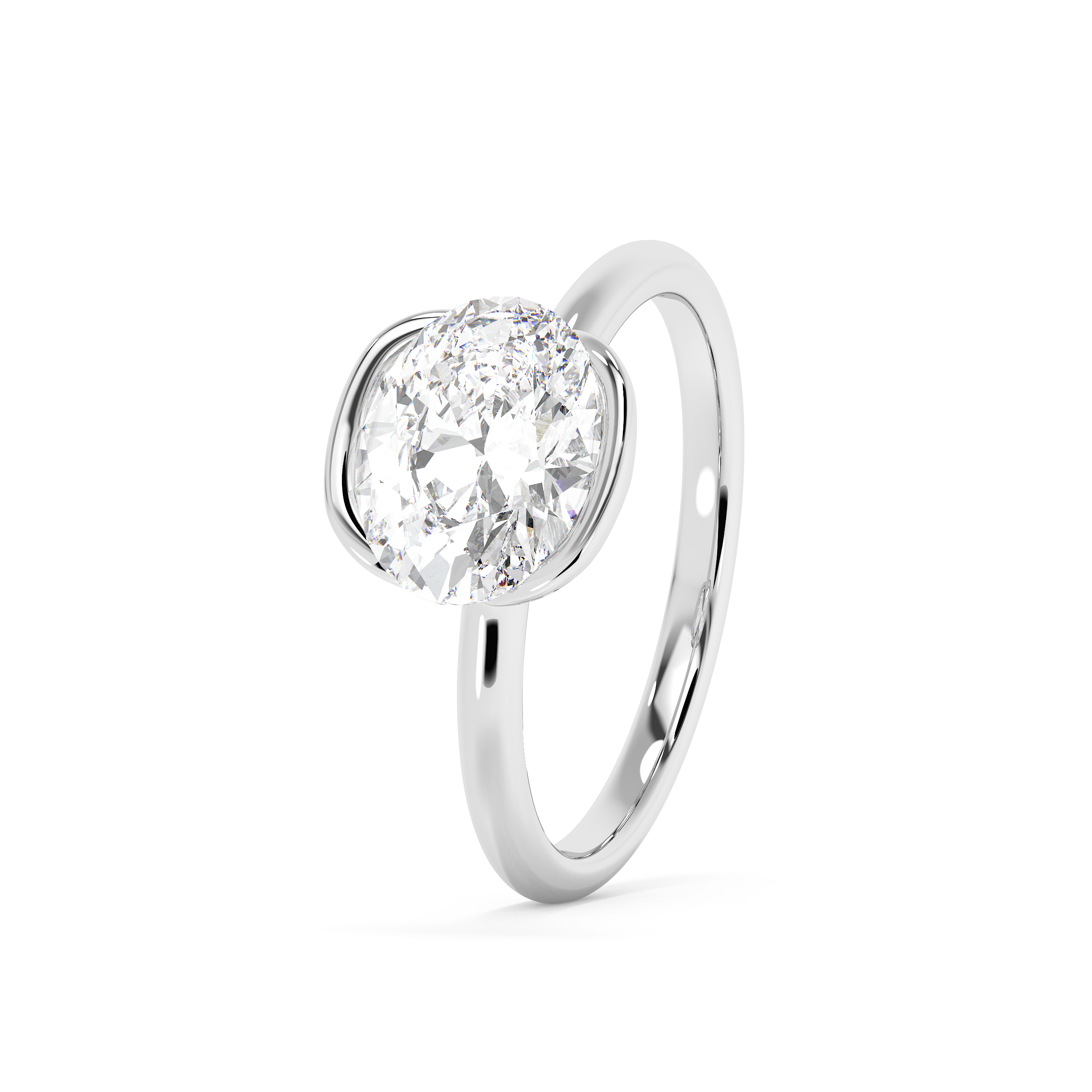 East West Oval Bezel Lab Grown Diamond Engagement Ring