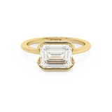 East West Emerald Bezel Lab Grown Diamond Engagement Ring