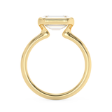 East West Emerald Bezel Lab Grown Diamond Engagement Ring