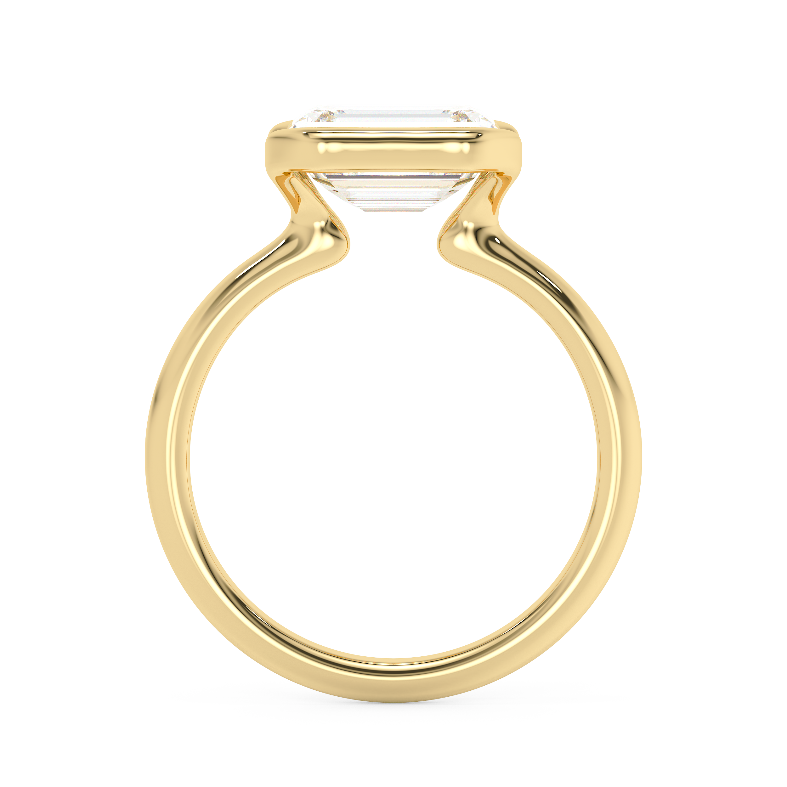 East West Emerald Bezel Lab Grown Diamond Engagement Ring