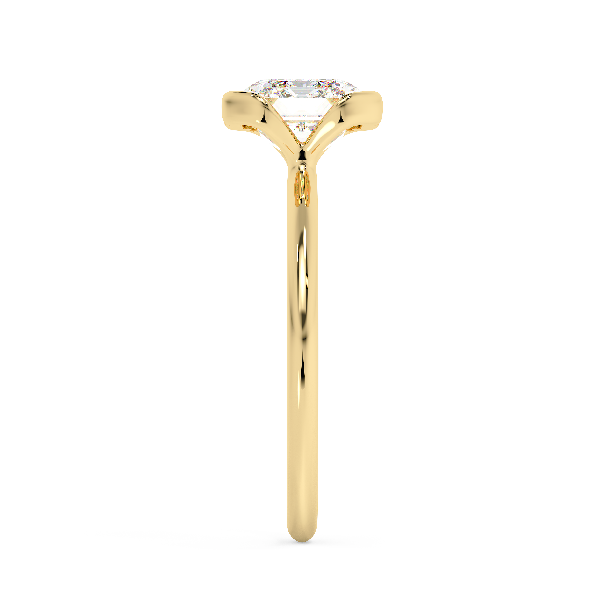 East West Emerald Bezel Lab Grown Diamond Engagement Ring