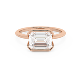 East West Emerald Bezel Lab Grown Diamond Engagement Ring