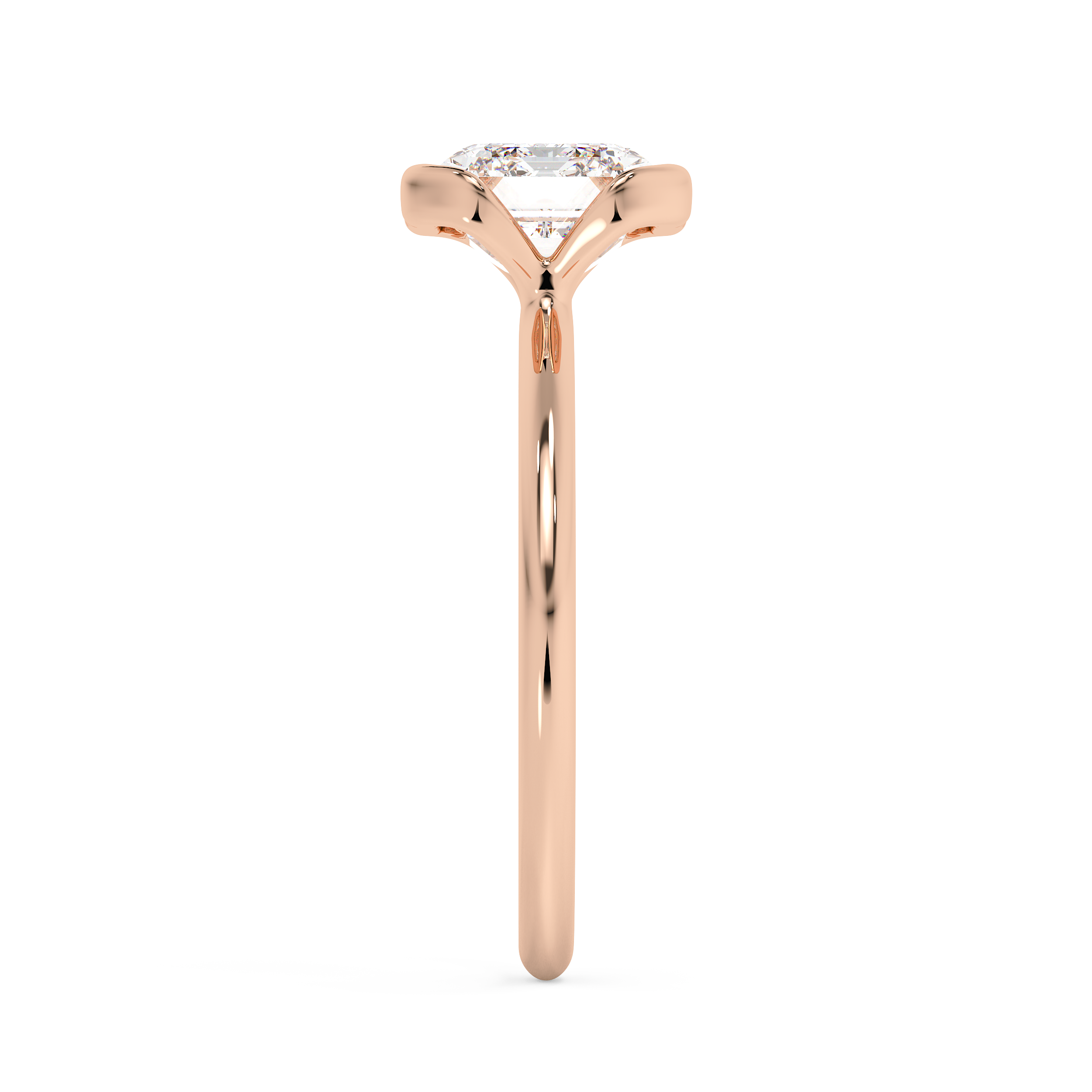 East West Emerald Bezel Lab Grown Diamond Engagement Ring