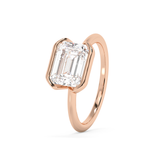 East West Emerald Bezel Lab Grown Diamond Engagement Ring