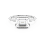 East West Emerald Bezel Lab Grown Diamond Engagement Ring